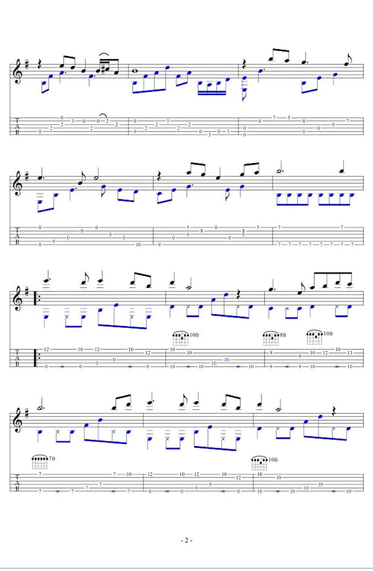 铁血丹心指弹吉他谱预览图