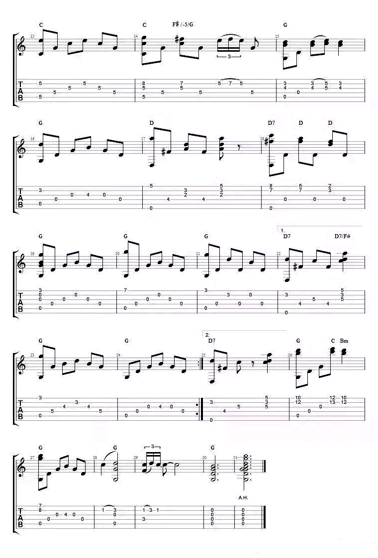 Silent-Night指弹吉他谱预览图