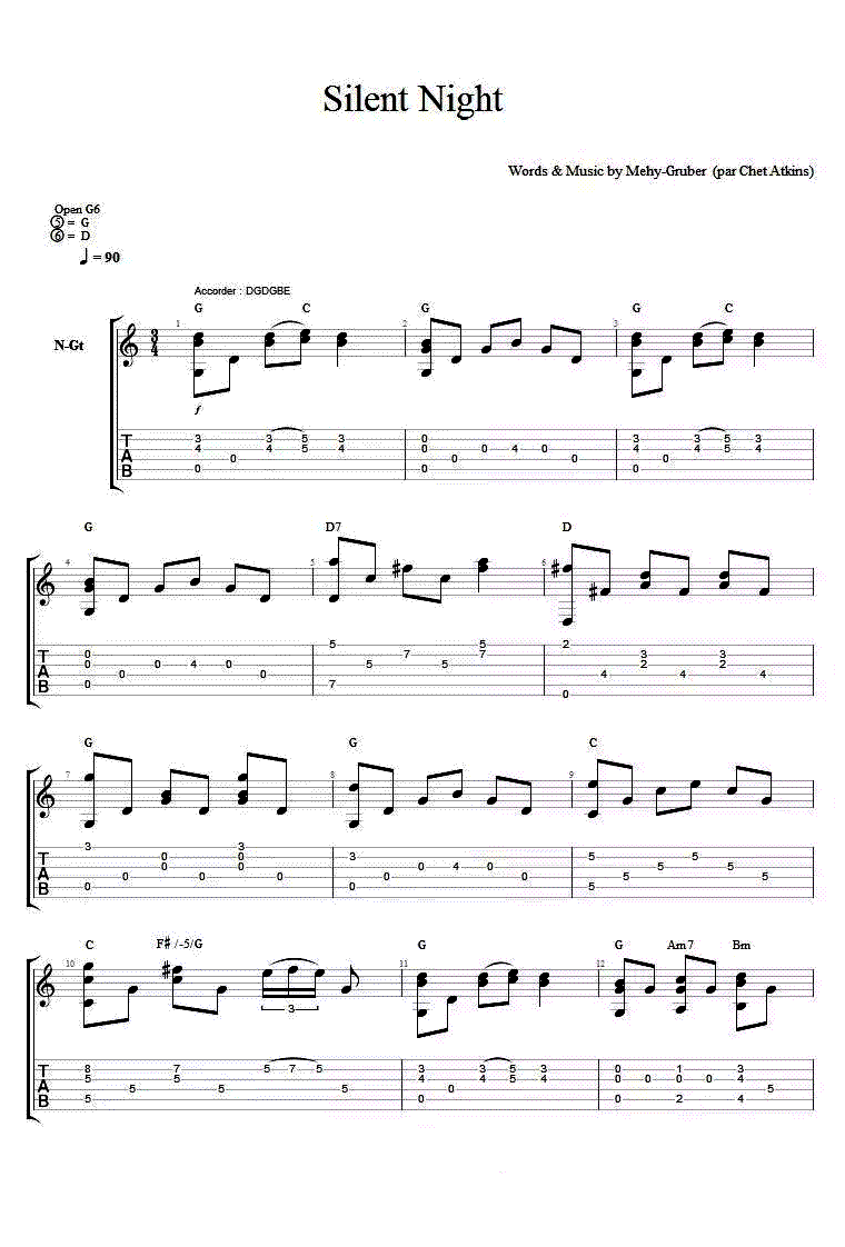 Silent-Night指弹吉他谱预览图