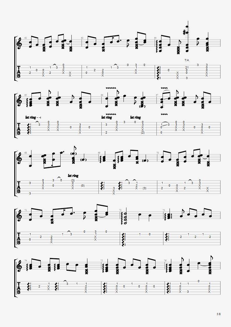 发如雪指弹吉他谱预览图