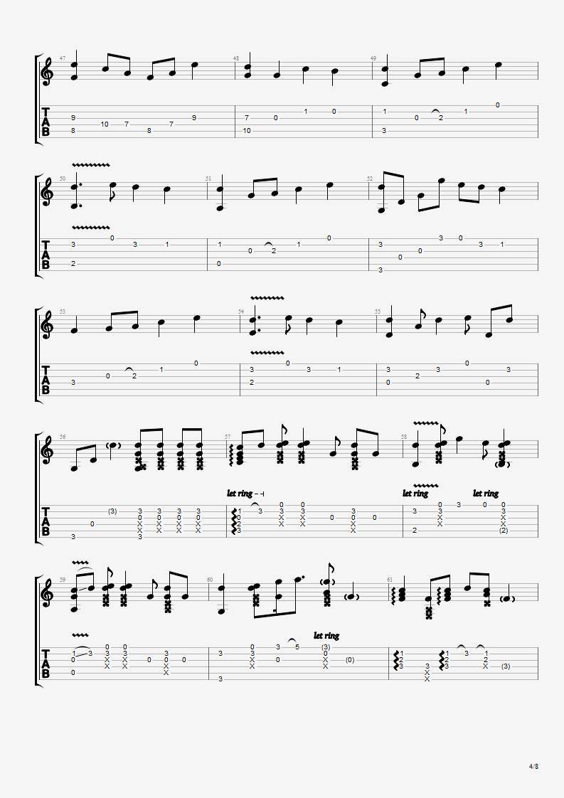 发如雪指弹吉他谱预览图