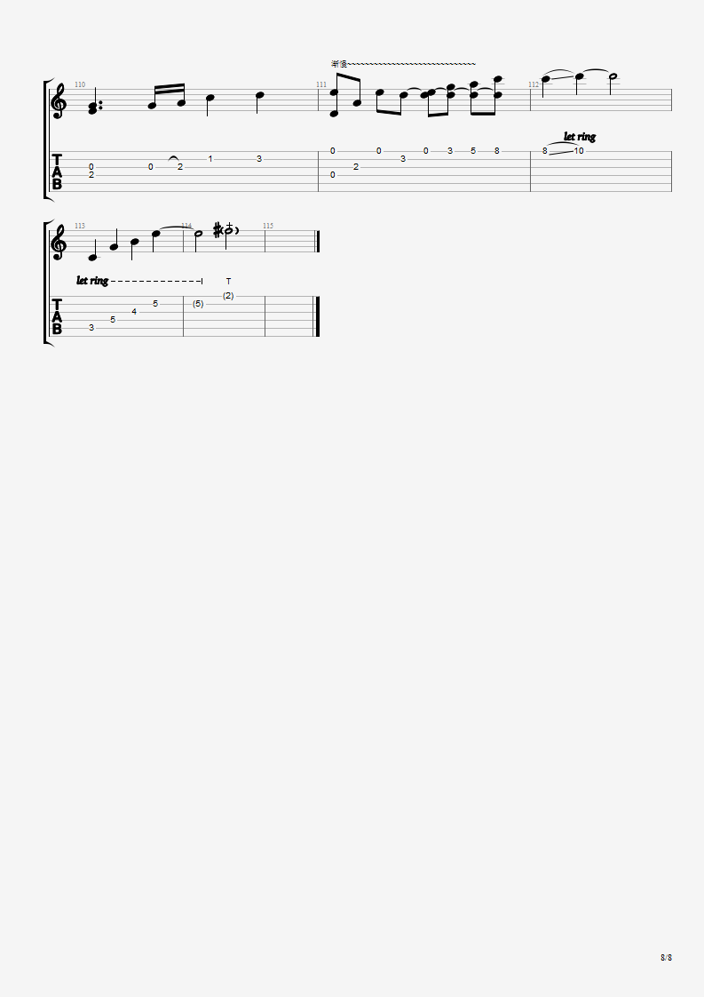 发如雪指弹吉他谱预览图