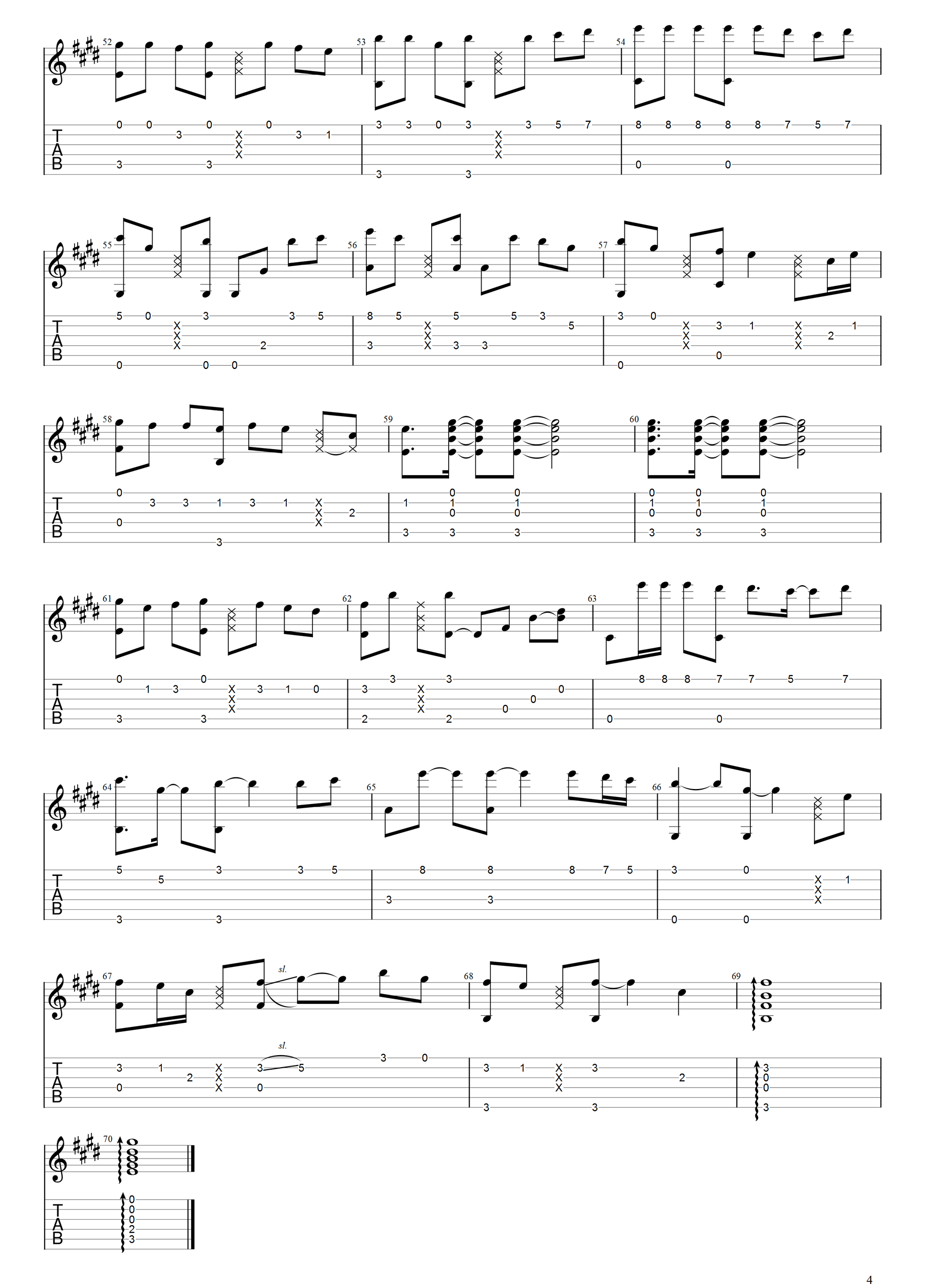 纸短情长指弹吉他谱预览图