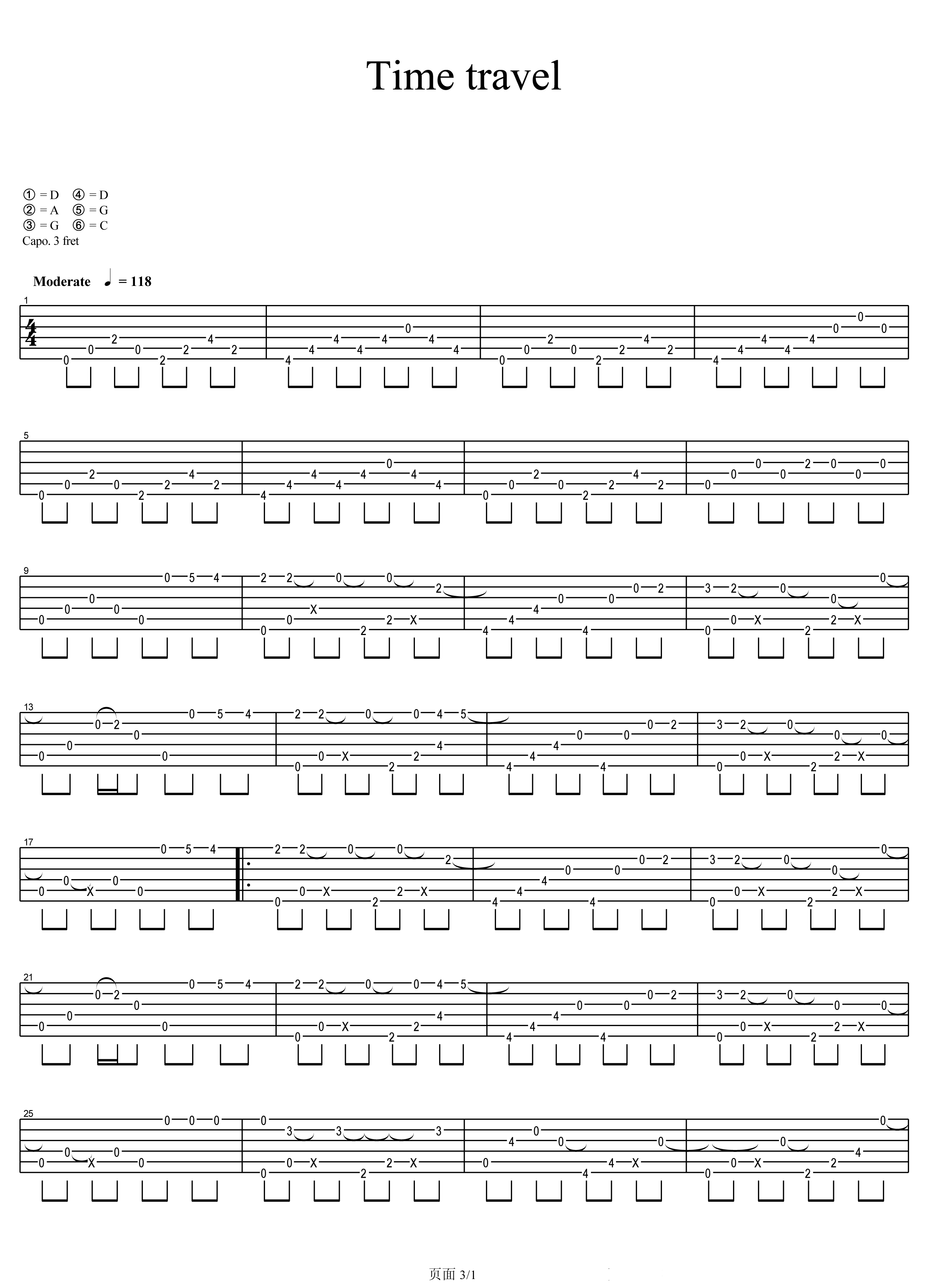 Time-Travel指弹吉他谱预览图