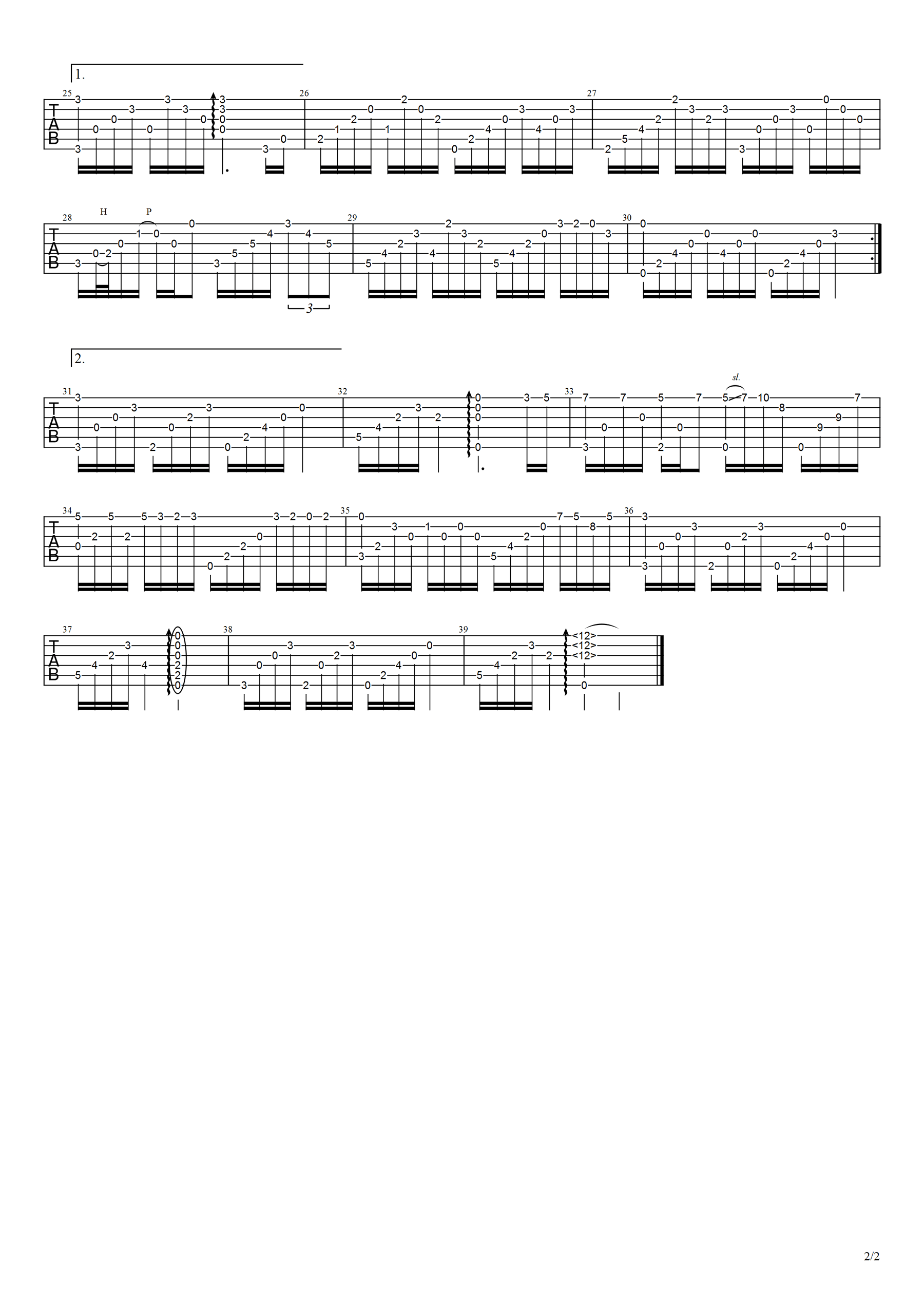 十年指弹吉他谱预览图