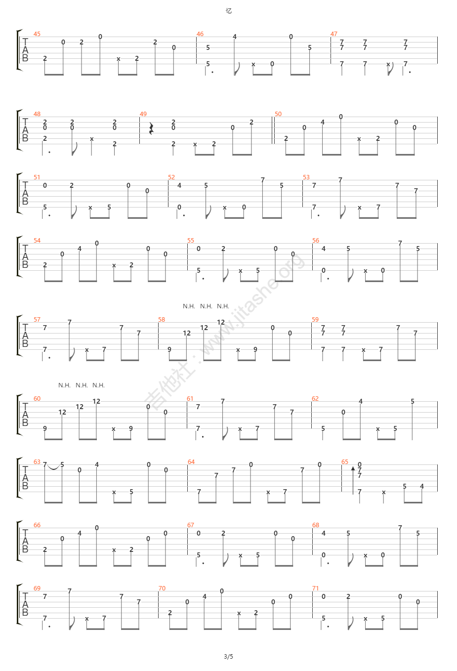 忆指弹吉他谱预览图