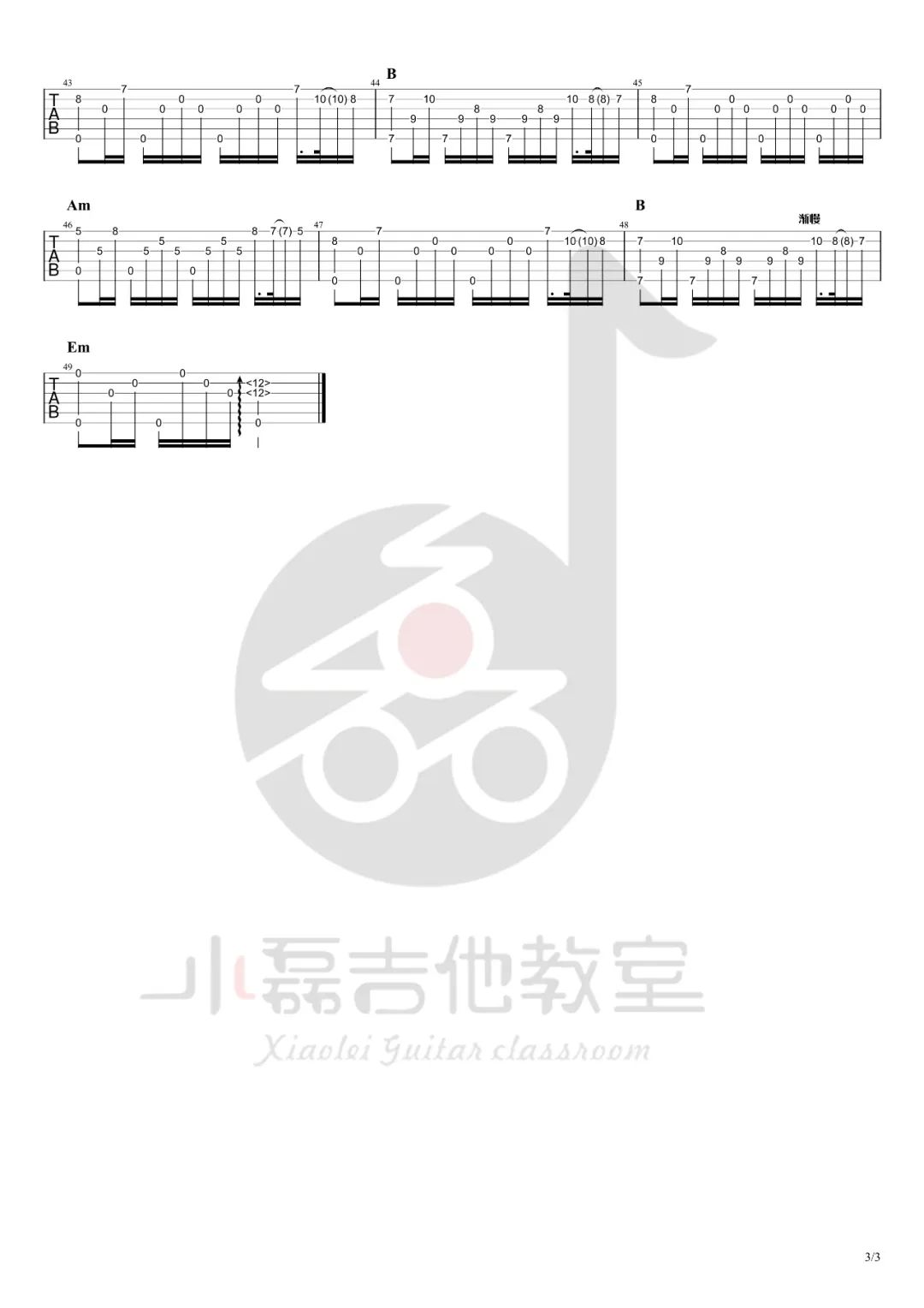 一生所爱指弹吉他谱预览图