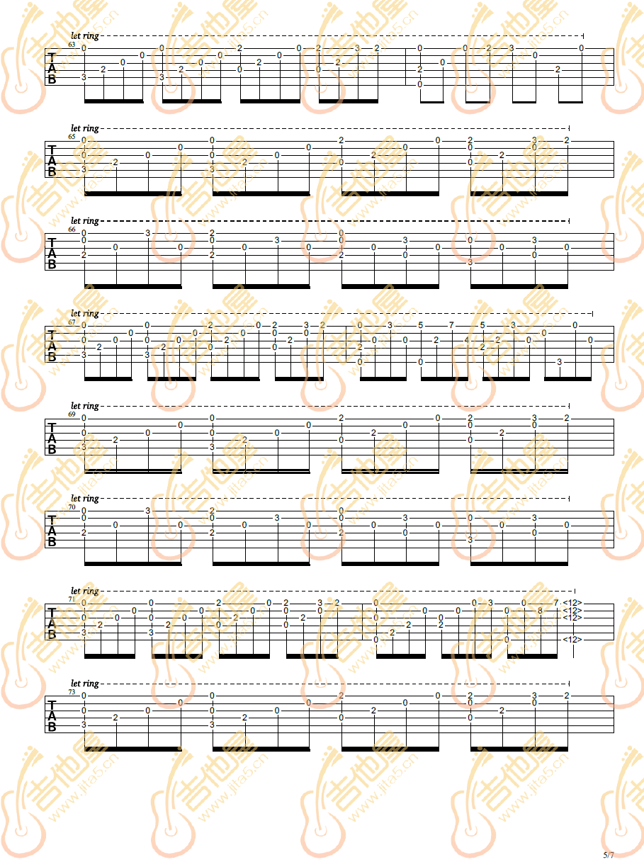 花之舞指弹吉他谱预览图