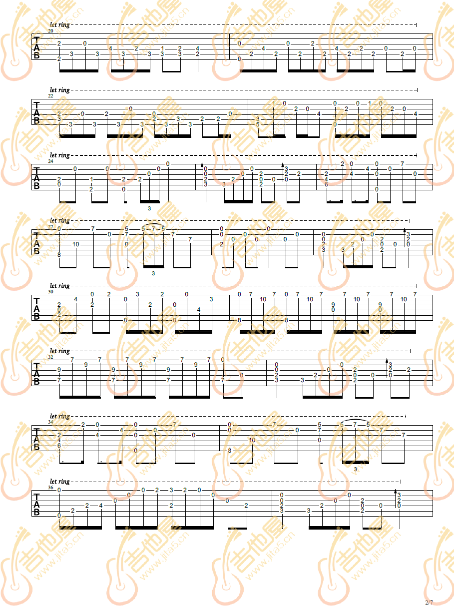 花之舞指弹吉他谱预览图