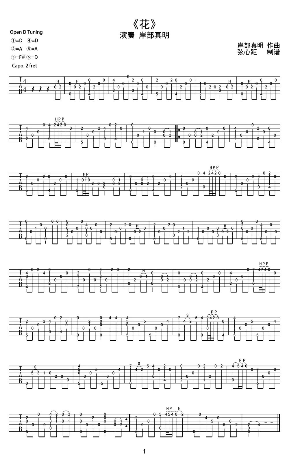 花指弹吉他谱预览图