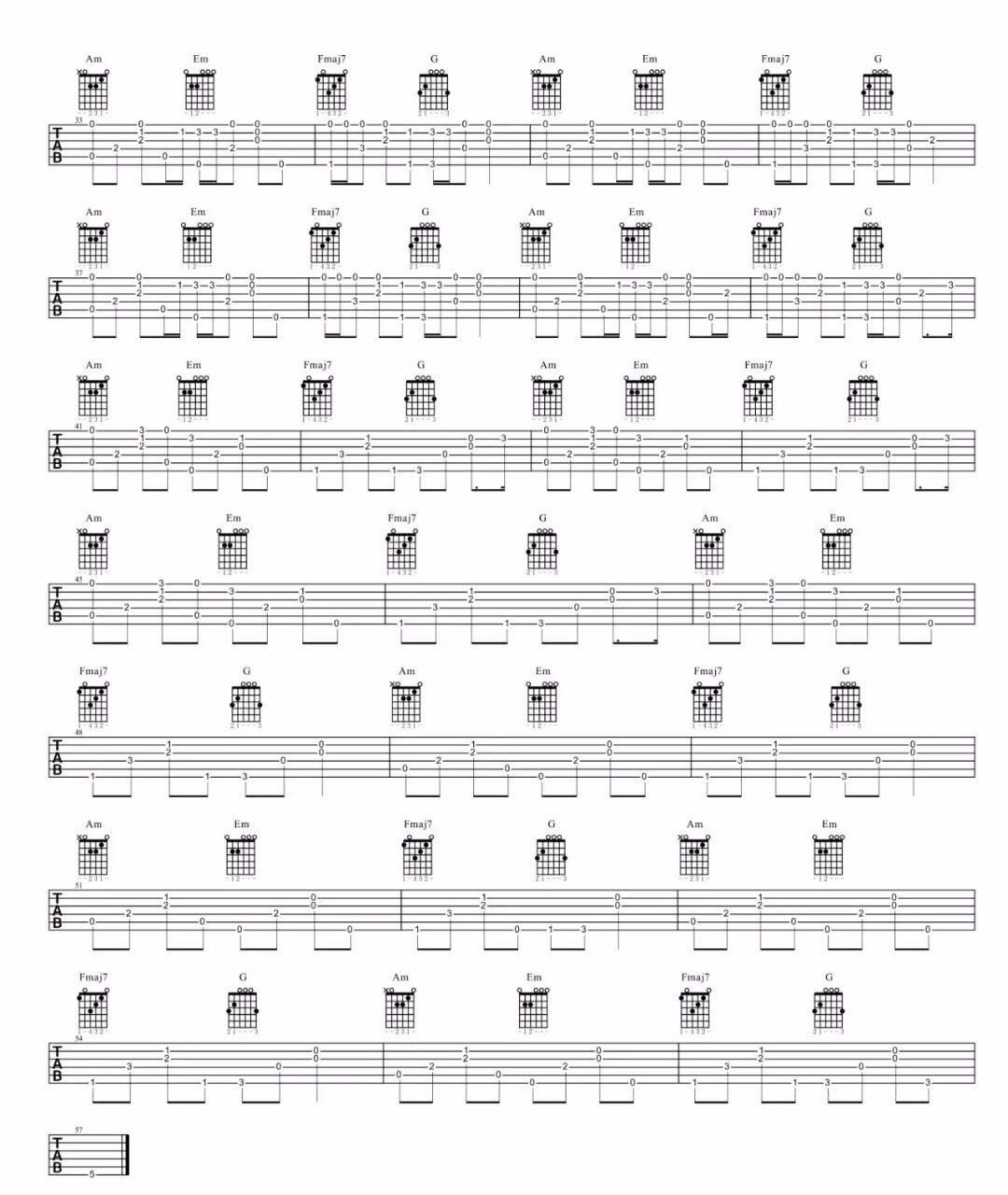 出山指弹吉他谱预览图