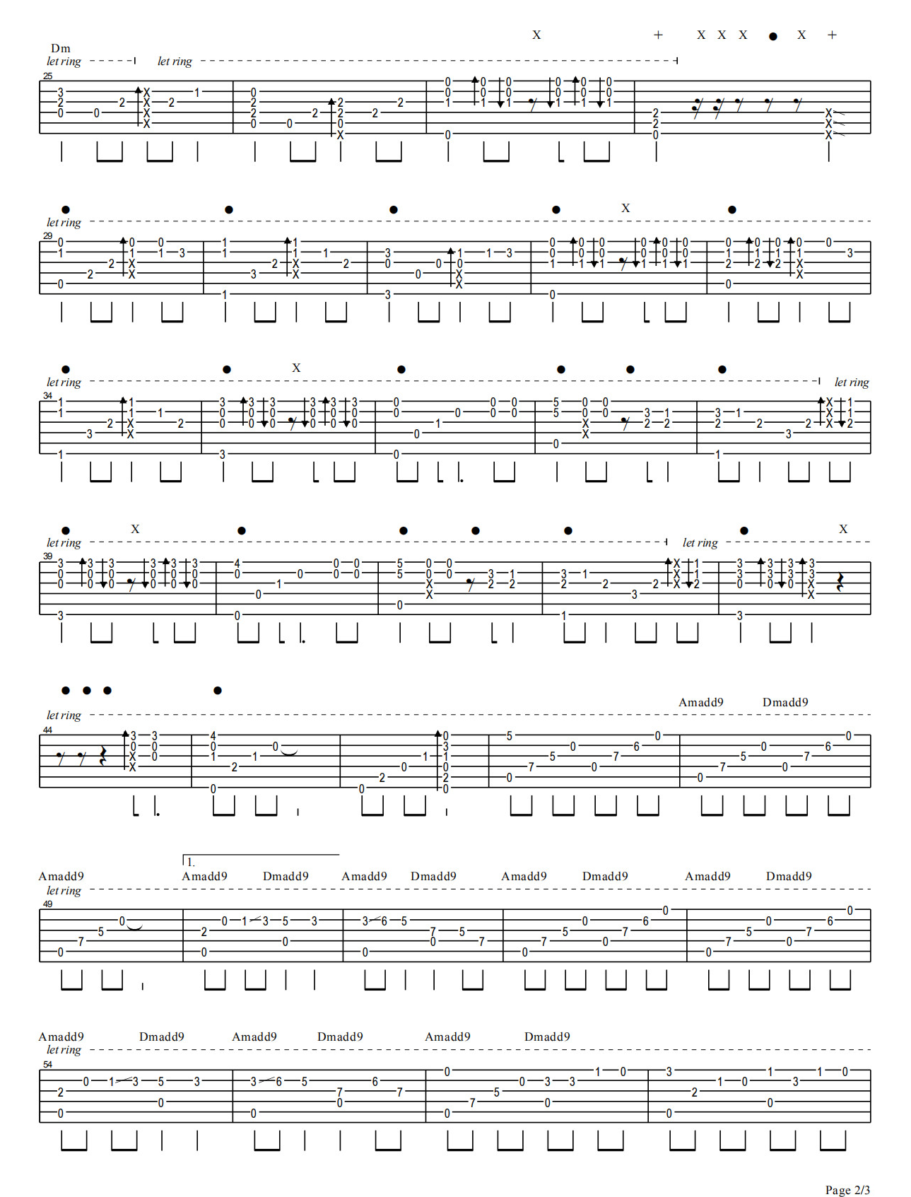 无语问苍天指弹吉他谱预览图