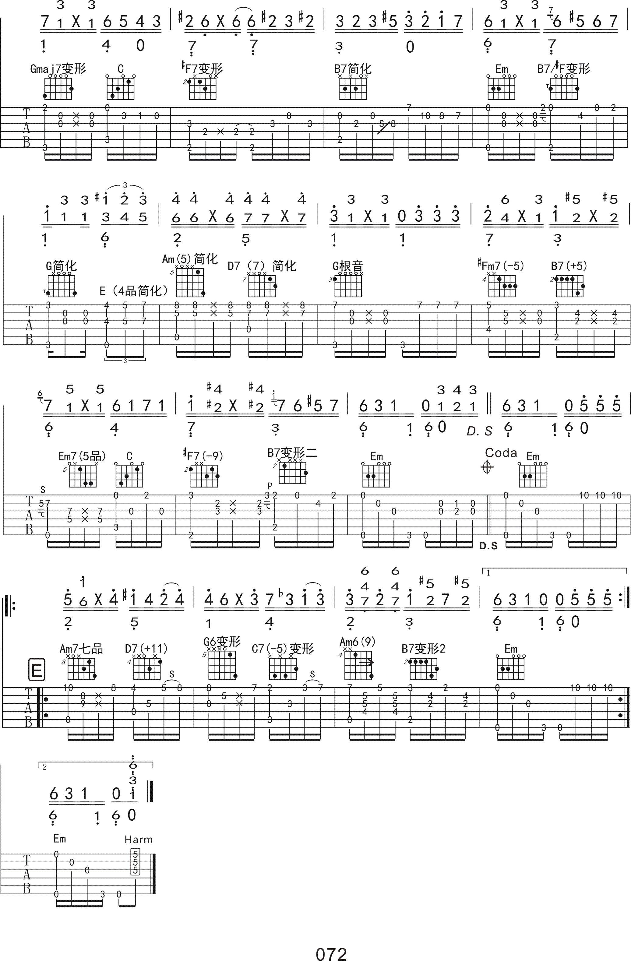 黄昏指弹吉他谱预览图