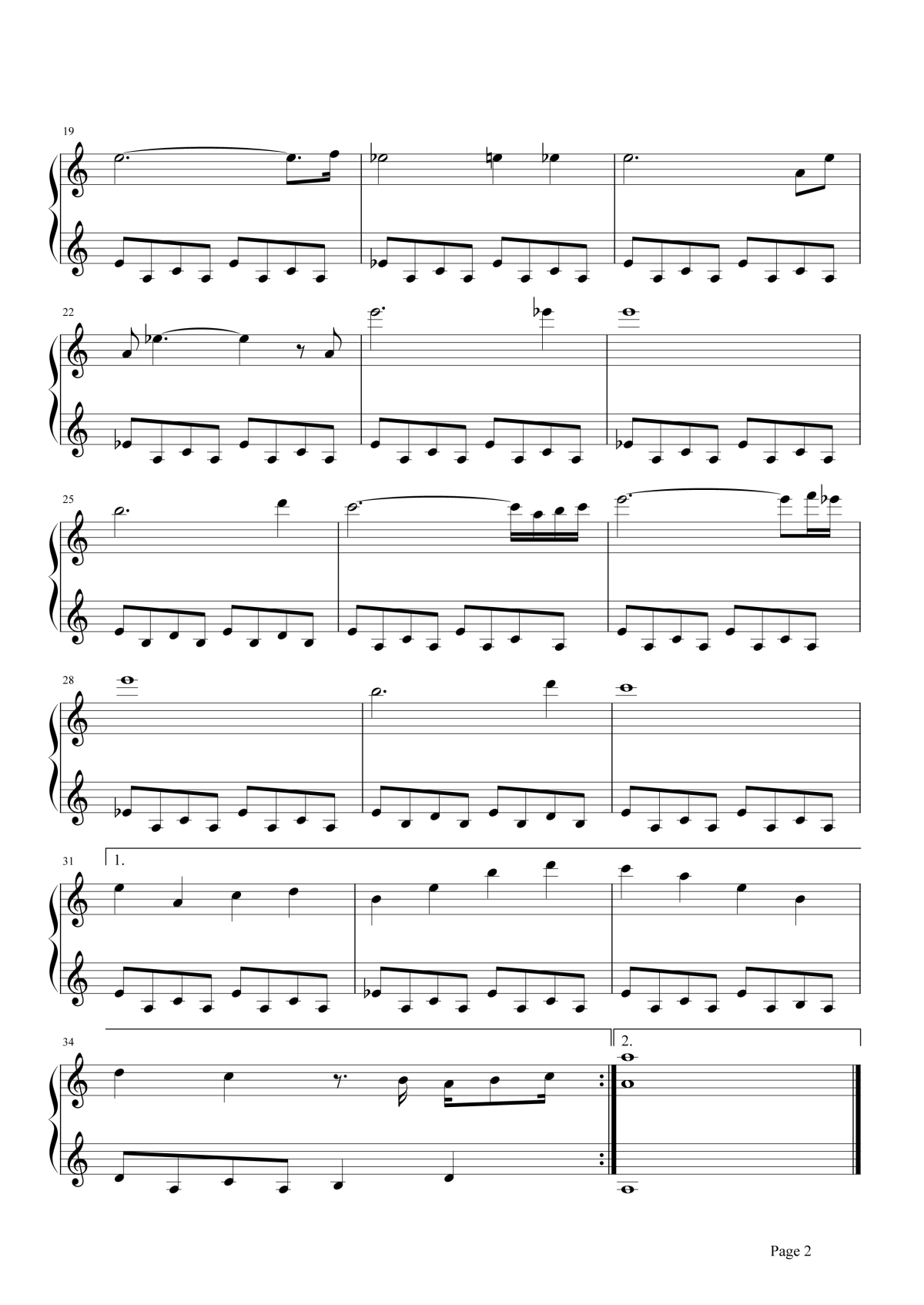 顺流而下钢琴谱2-张靓颖