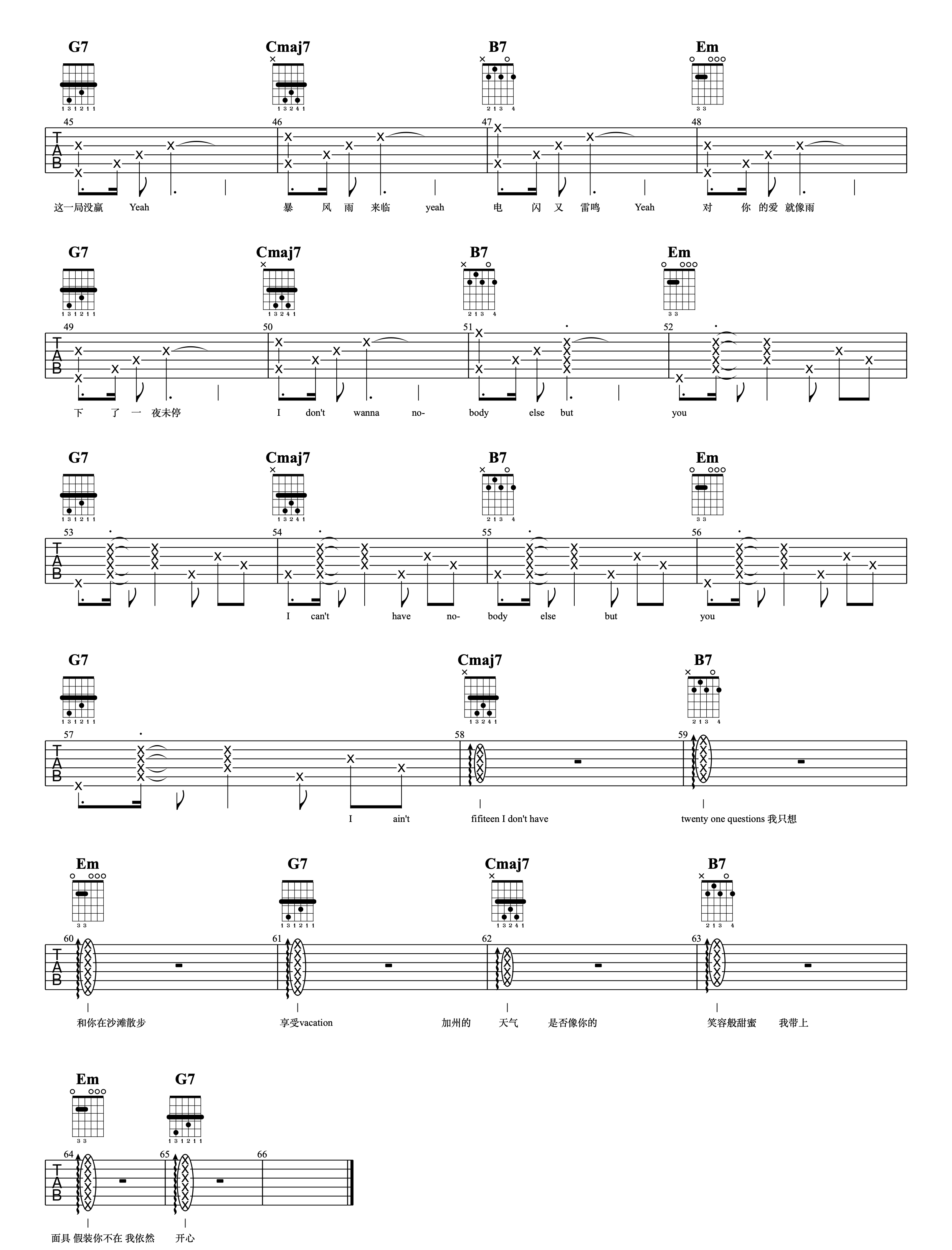 暴风雨吉他谱_Higher Brothers_G调原版六线谱_吉他弹唱谱3