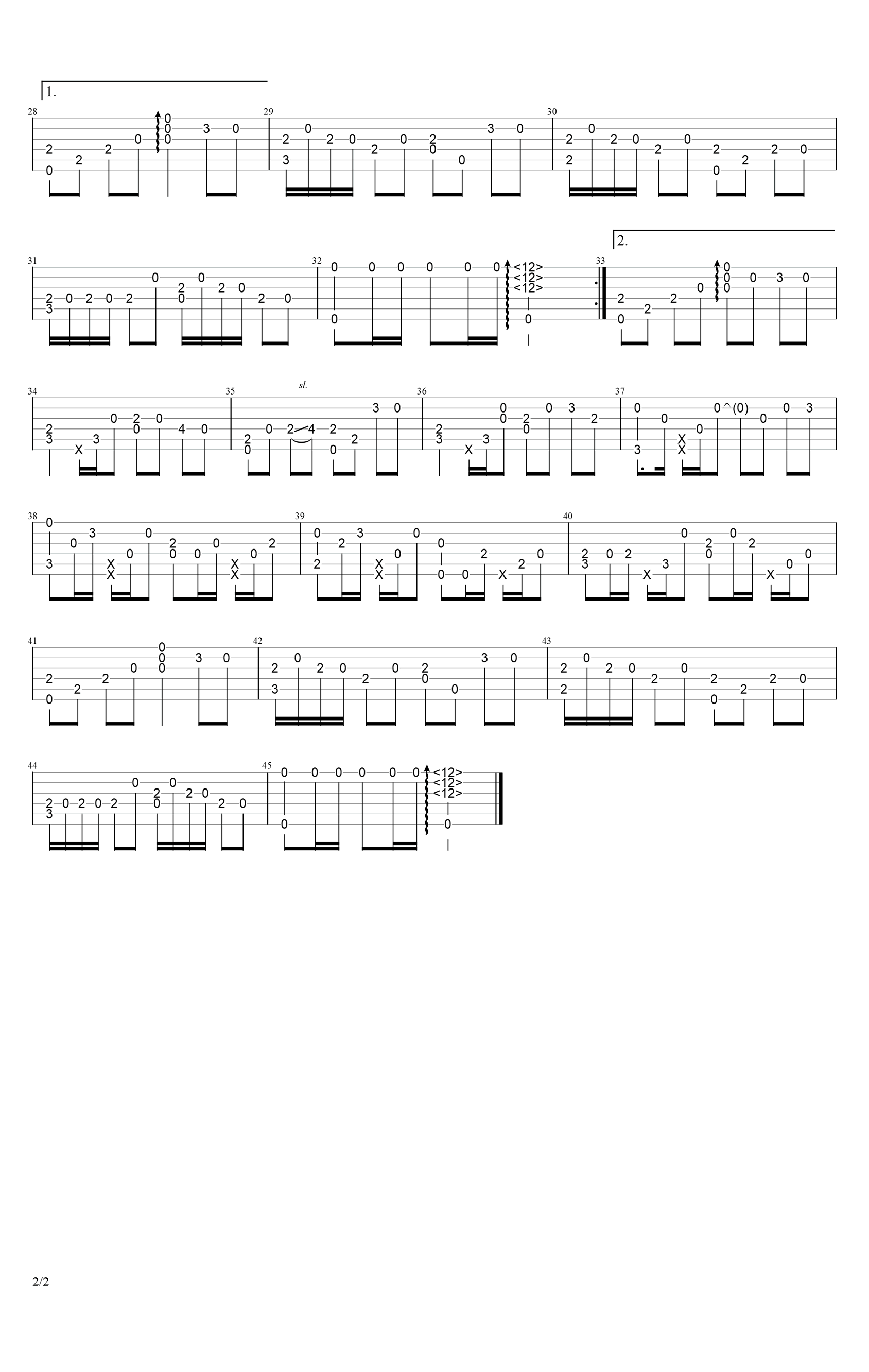 半生雪指弹吉他谱_是七叔呢_吉他指弹谱_高清独奏六线谱2