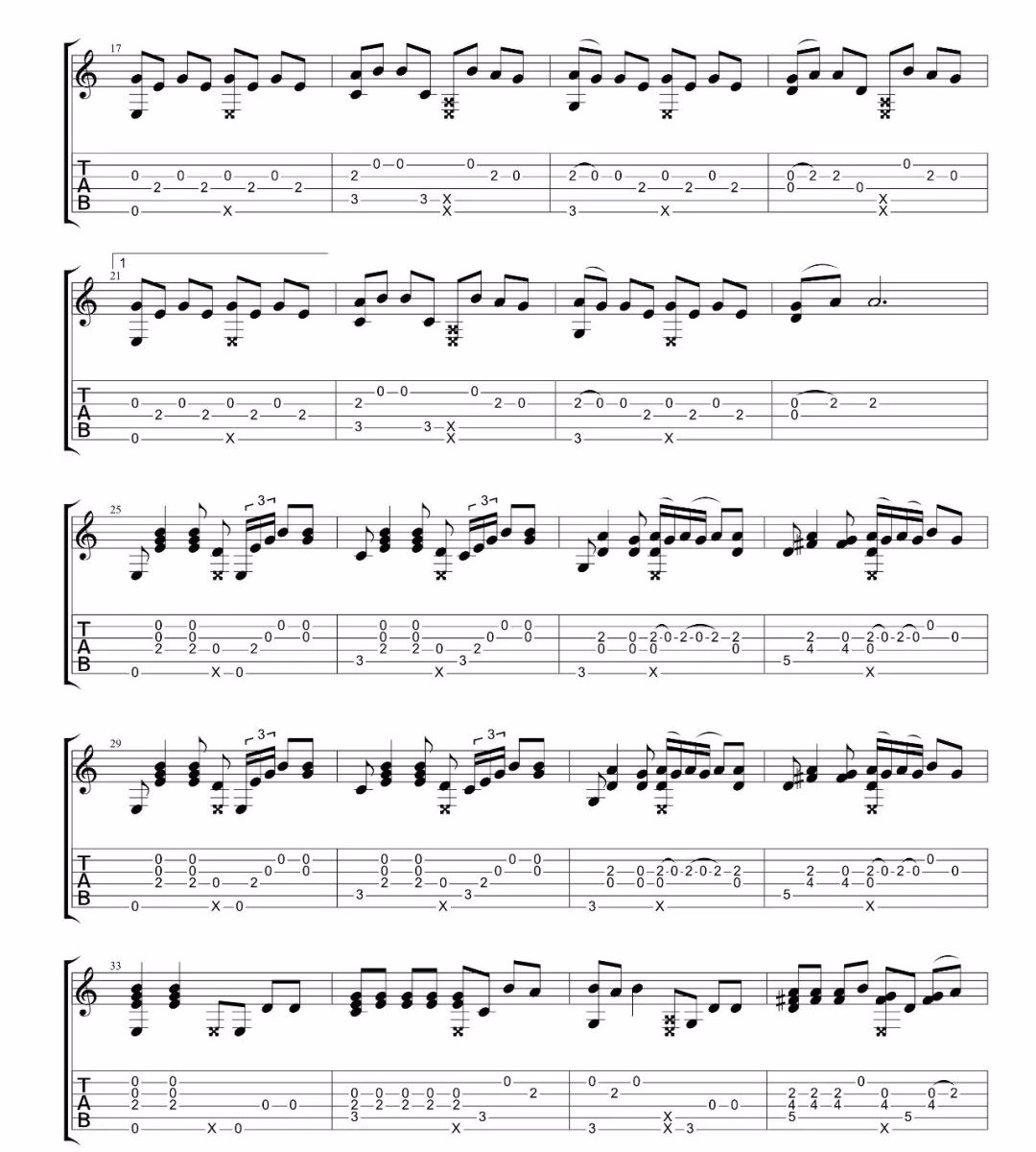 病变指弹吉他谱_cubi_高清独奏六线谱_吉他指弹教学2