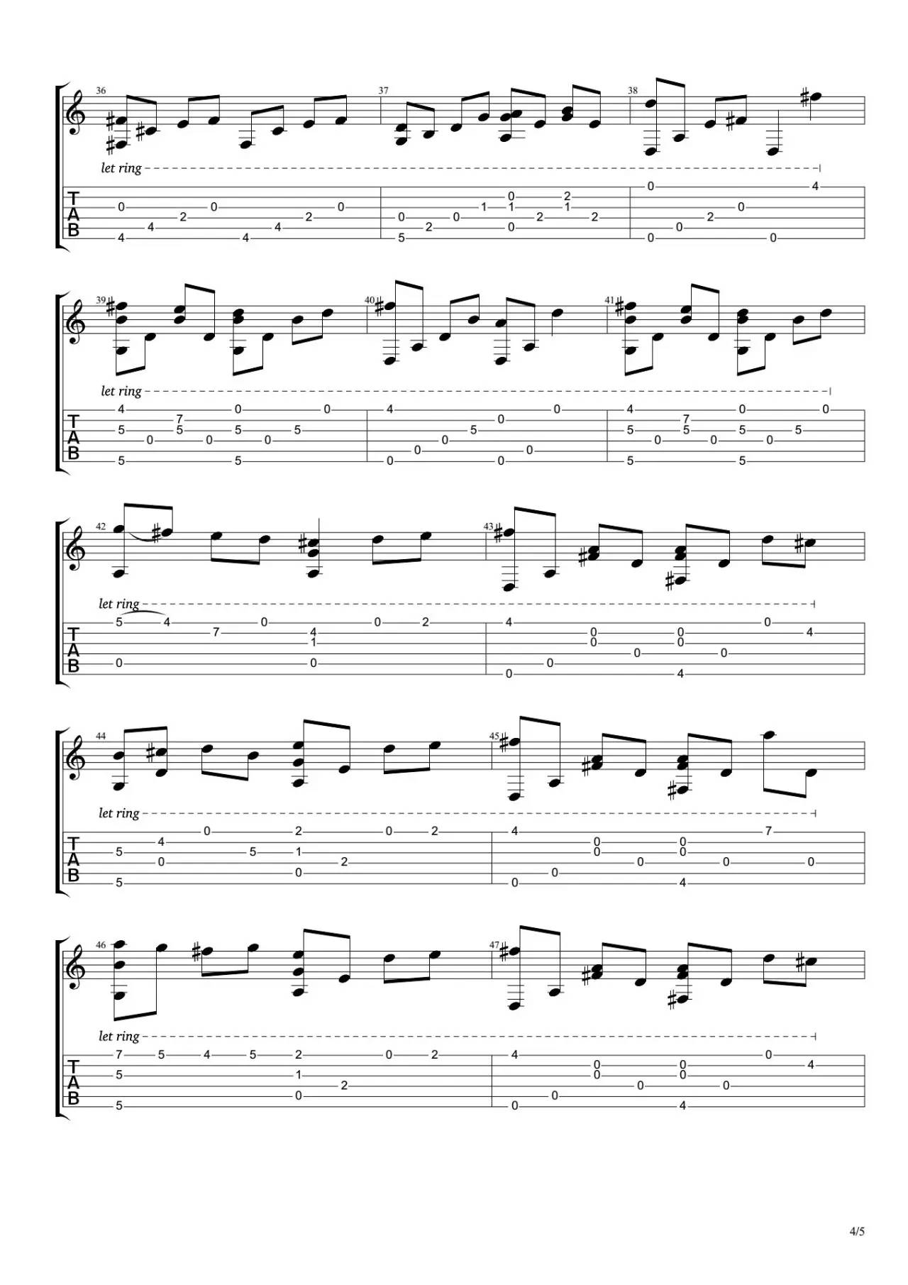 少年的梦指弹吉他谱_岸部真明_吉他指弹谱_高清独奏六线谱4