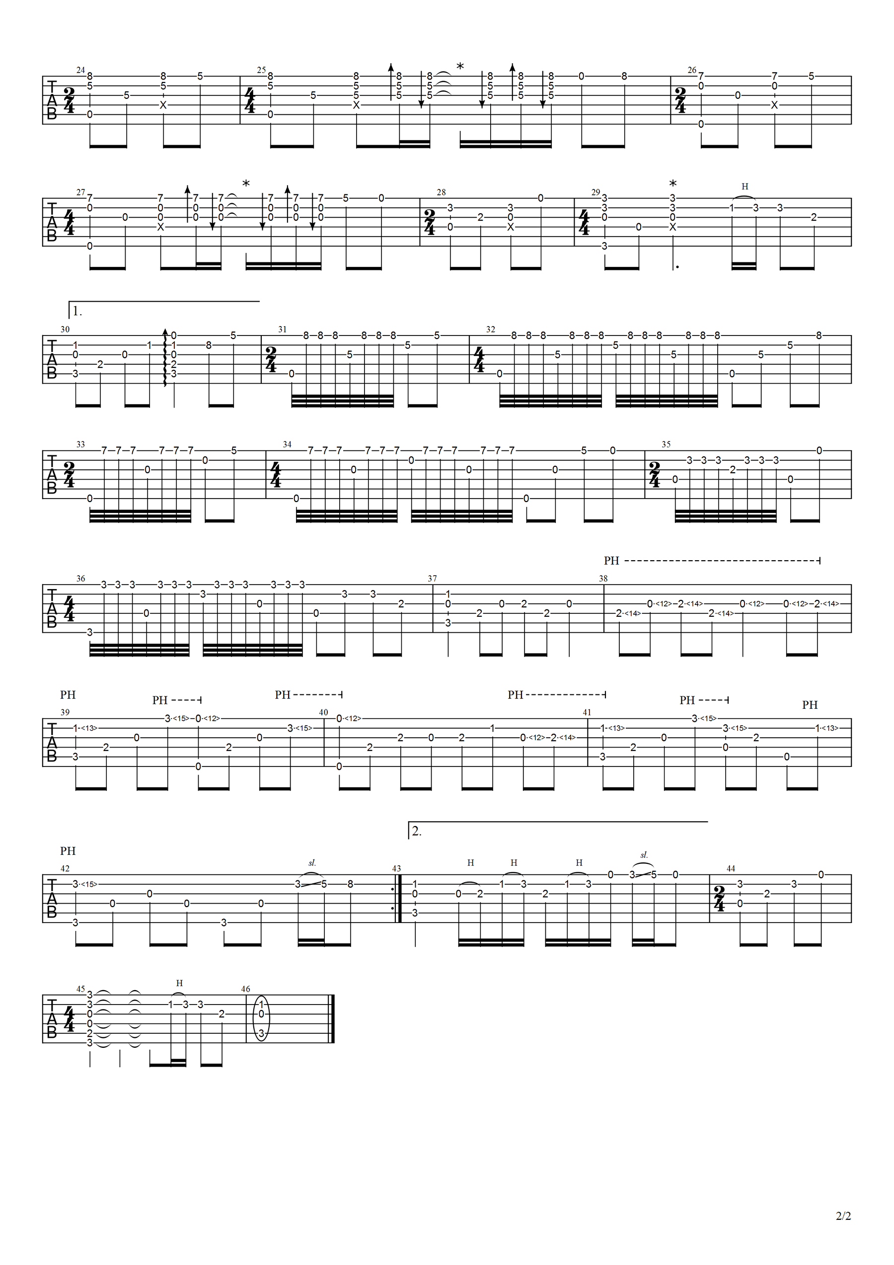 牧羊曲指弹吉他谱_郑绪岚_吉他指弹谱_高清独奏六线谱2