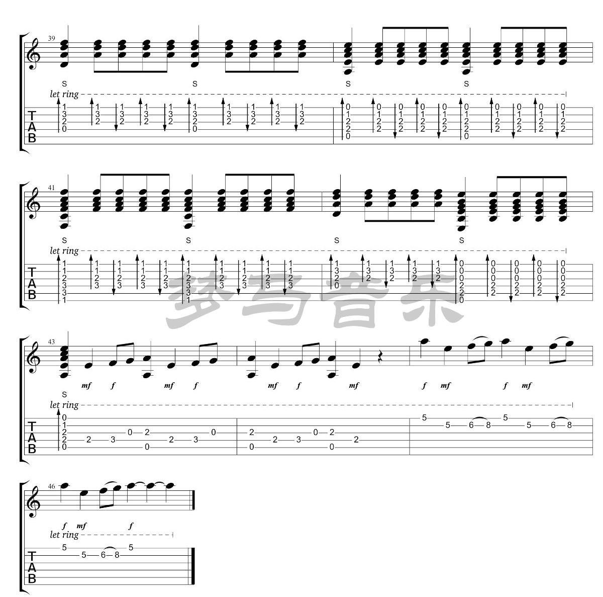 权力的游戏指弹吉他谱_吉他指弹谱_高清独奏六线谱5