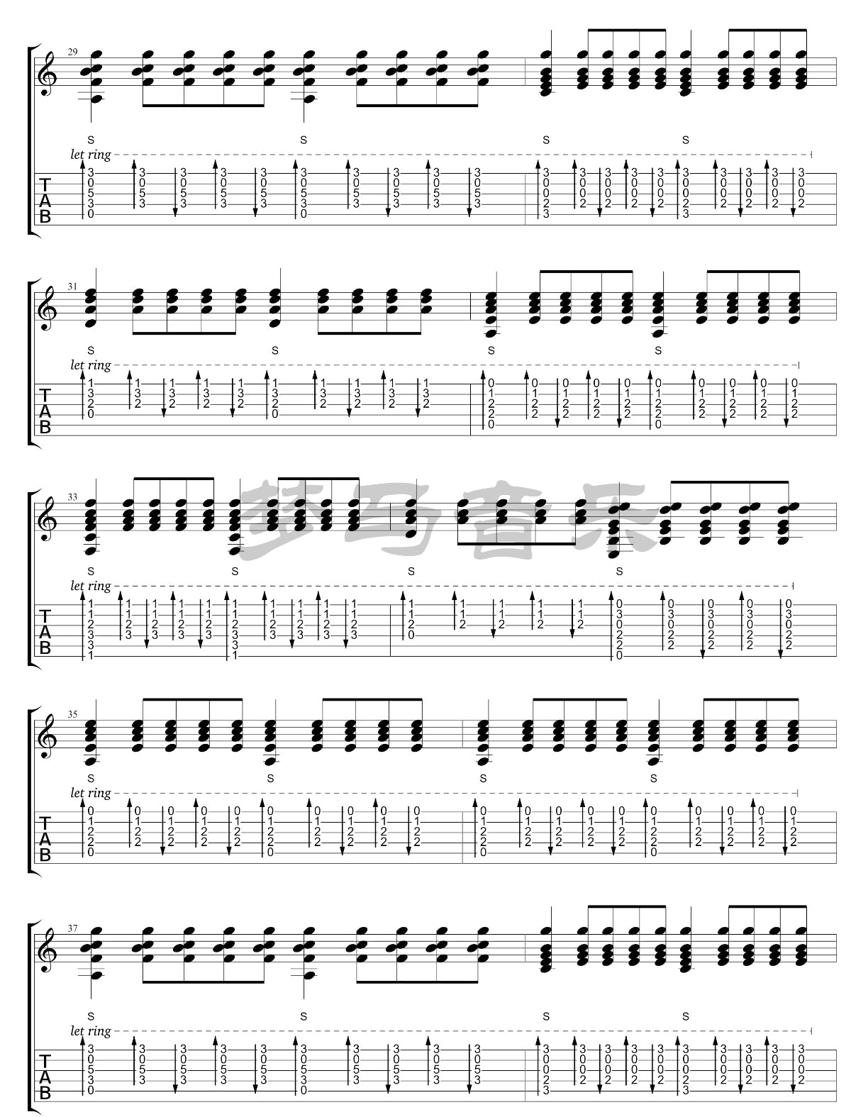 权力的游戏指弹吉他谱_吉他指弹谱_高清独奏六线谱4