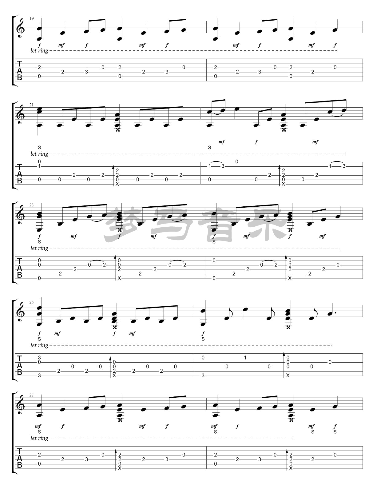 权力的游戏指弹吉他谱_吉他指弹谱_高清独奏六线谱3