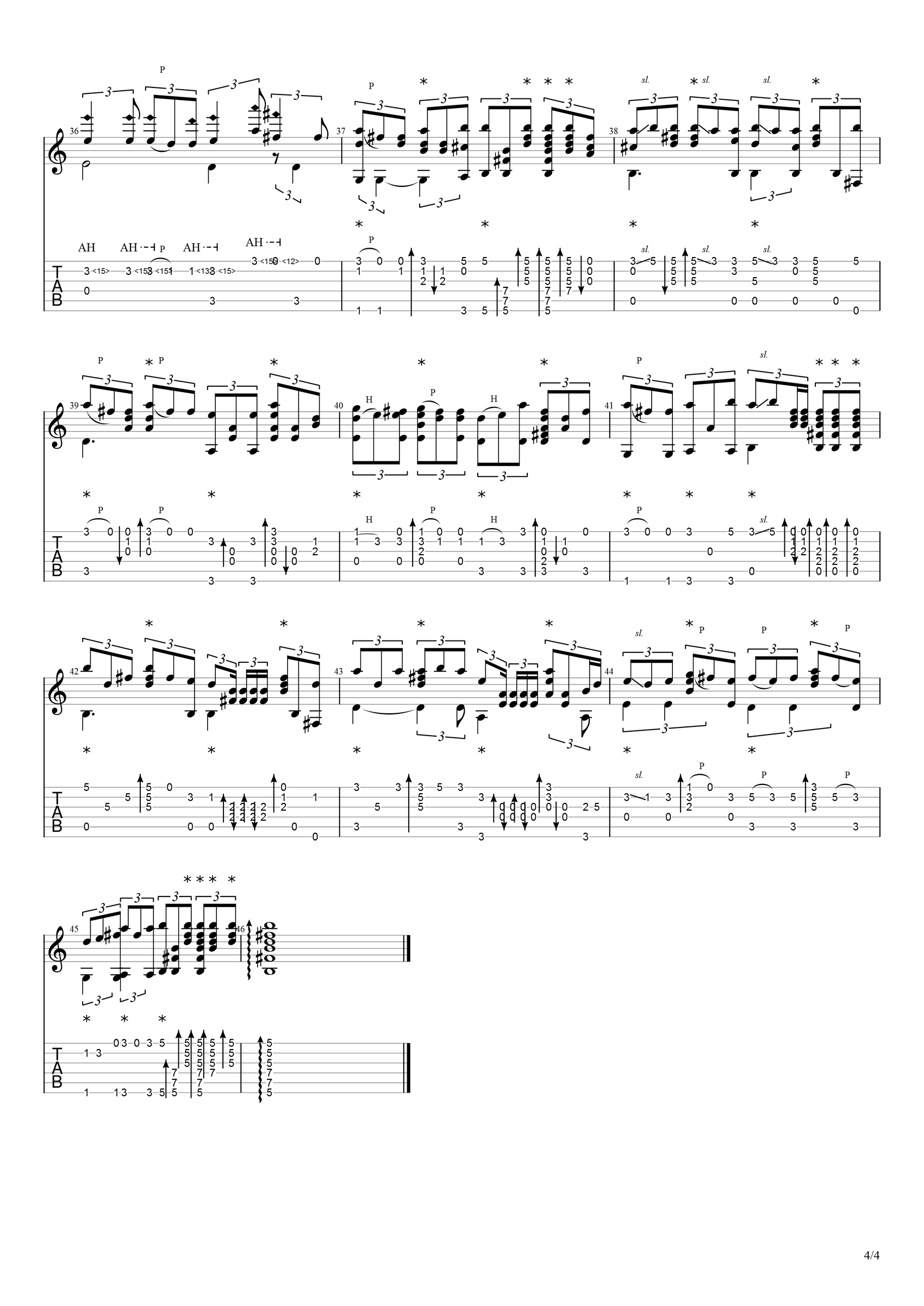 听闻远方有你指弹谱_刘艺雯_吉他指弹谱_高清独奏六线谱4