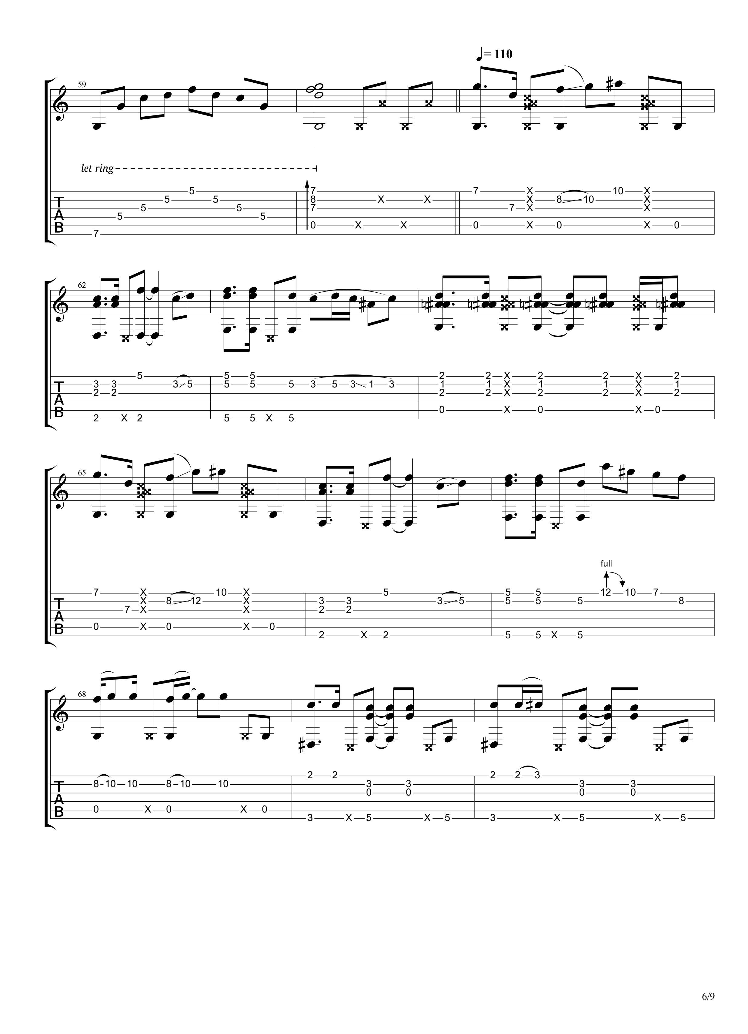 田子坊指弹吉他谱_陈亮_吉他指弹谱_高清独奏六线谱6