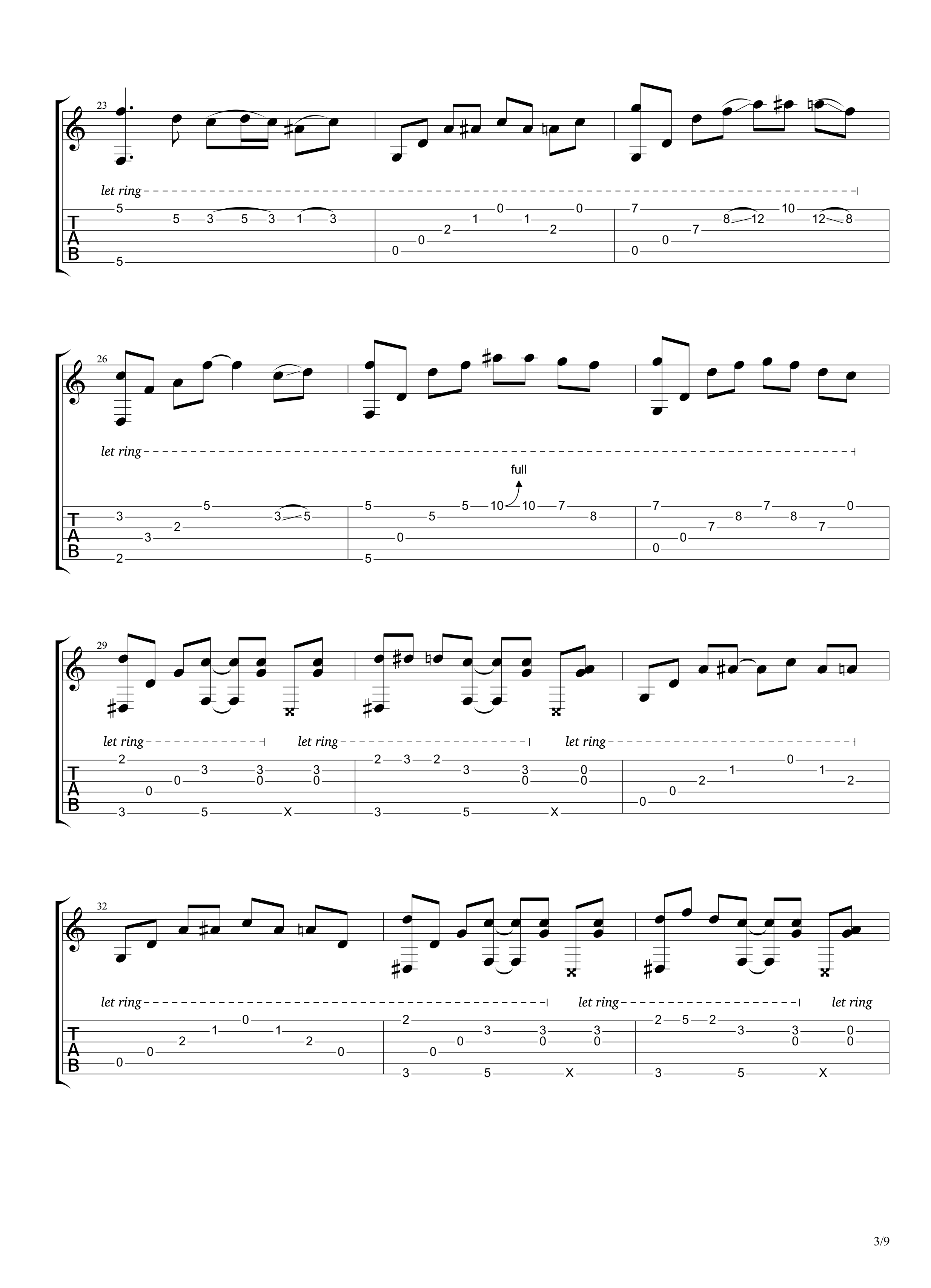 田子坊指弹吉他谱_陈亮_吉他指弹谱_高清独奏六线谱3