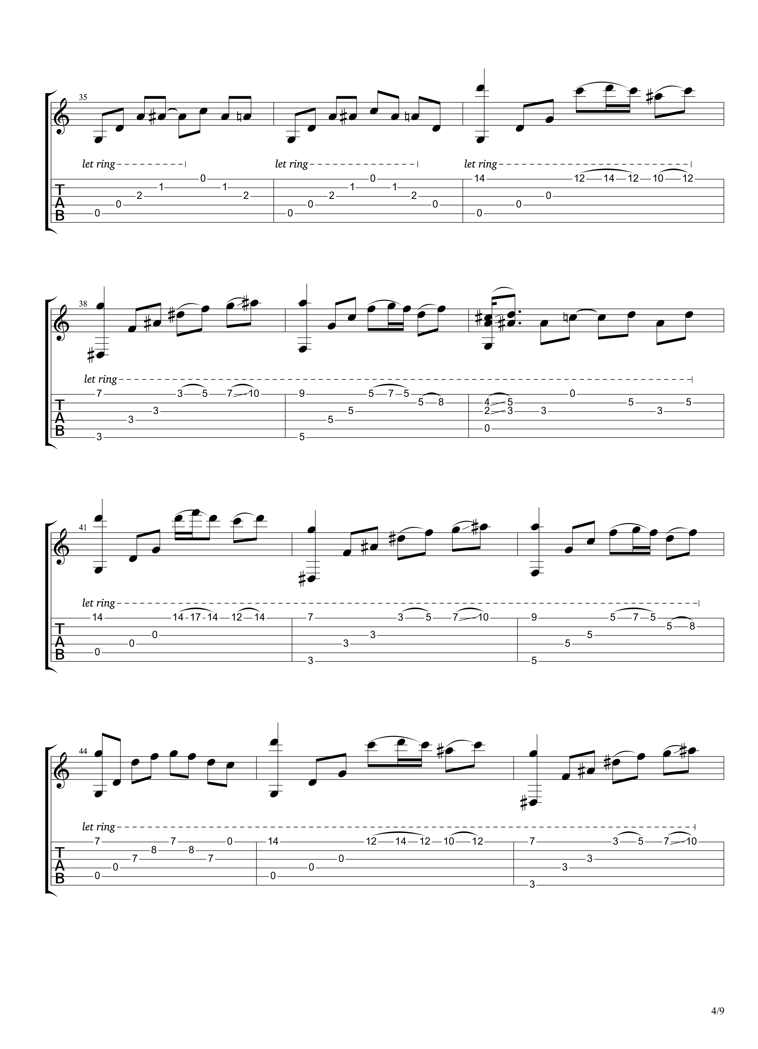 田子坊指弹吉他谱_陈亮_吉他指弹谱_高清独奏六线谱4