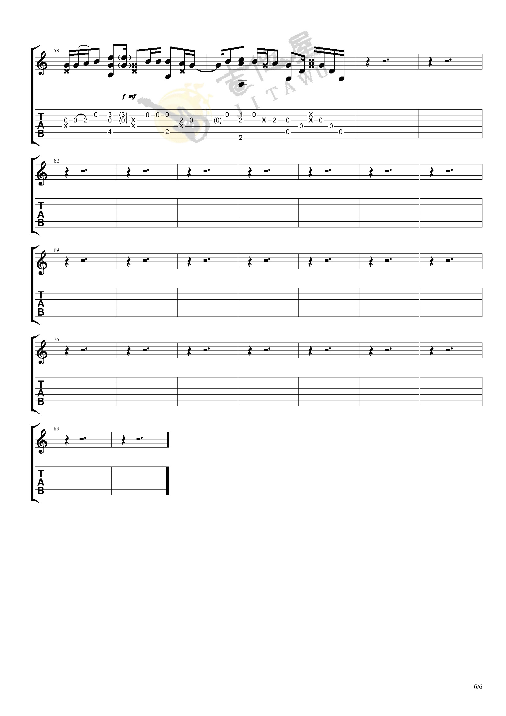 Heal The World指弹谱_松井佑贵_吉他指弹谱_高清独奏六线谱6