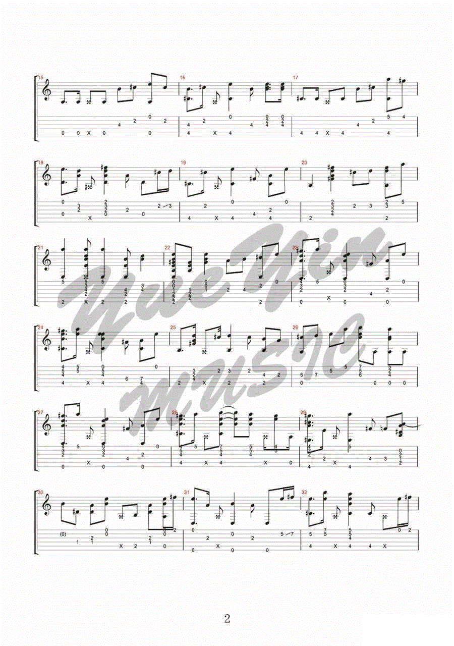 等待的风指弹吉他谱_伍伍慧_吉他指弹谱_高清独奏六线谱2