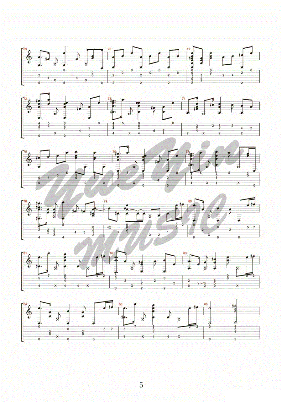 等待的风指弹吉他谱_伍伍慧_吉他指弹谱_高清独奏六线谱5