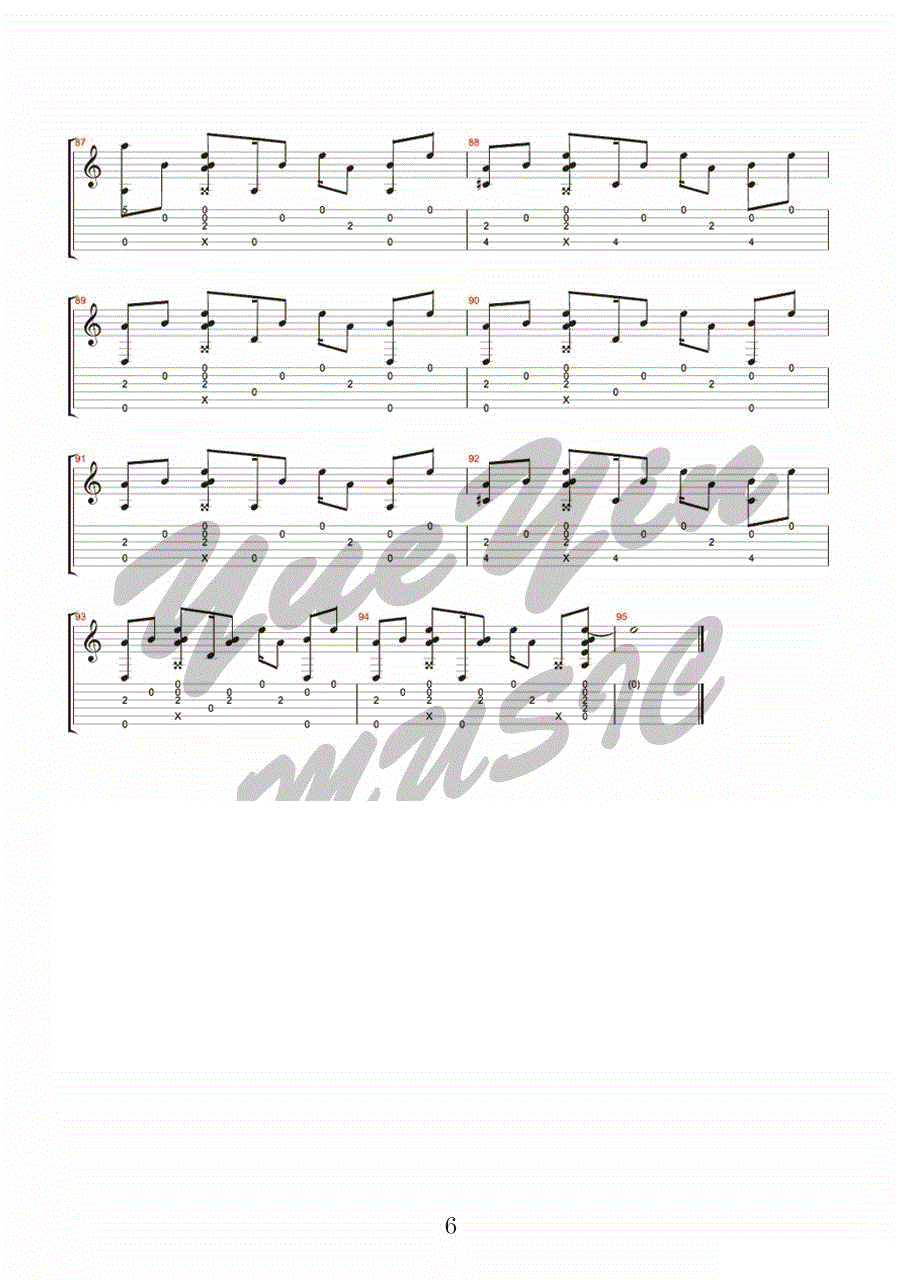 等待的风指弹吉他谱_伍伍慧_吉他指弹谱_高清独奏六线谱6