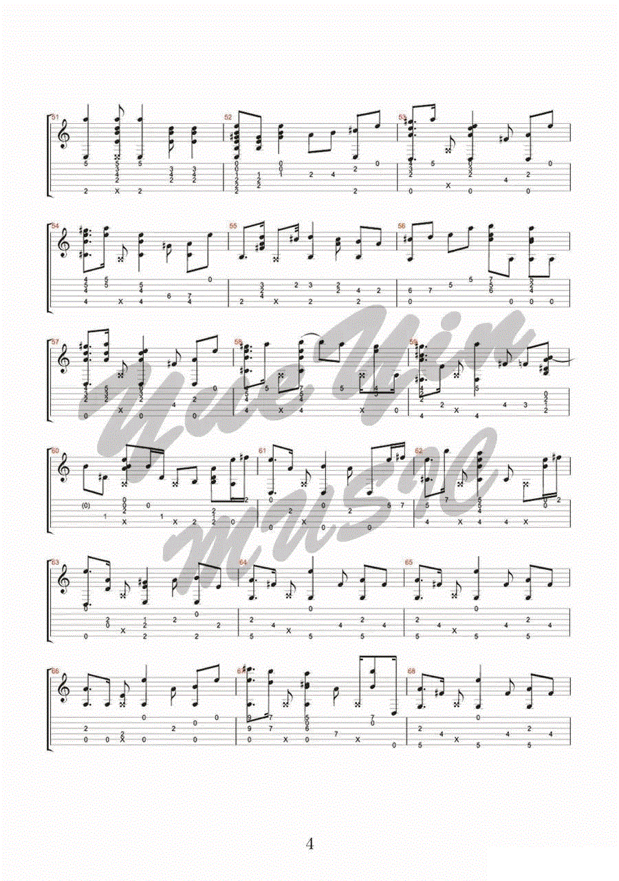 等待的风指弹吉他谱_伍伍慧_吉他指弹谱_高清独奏六线谱4