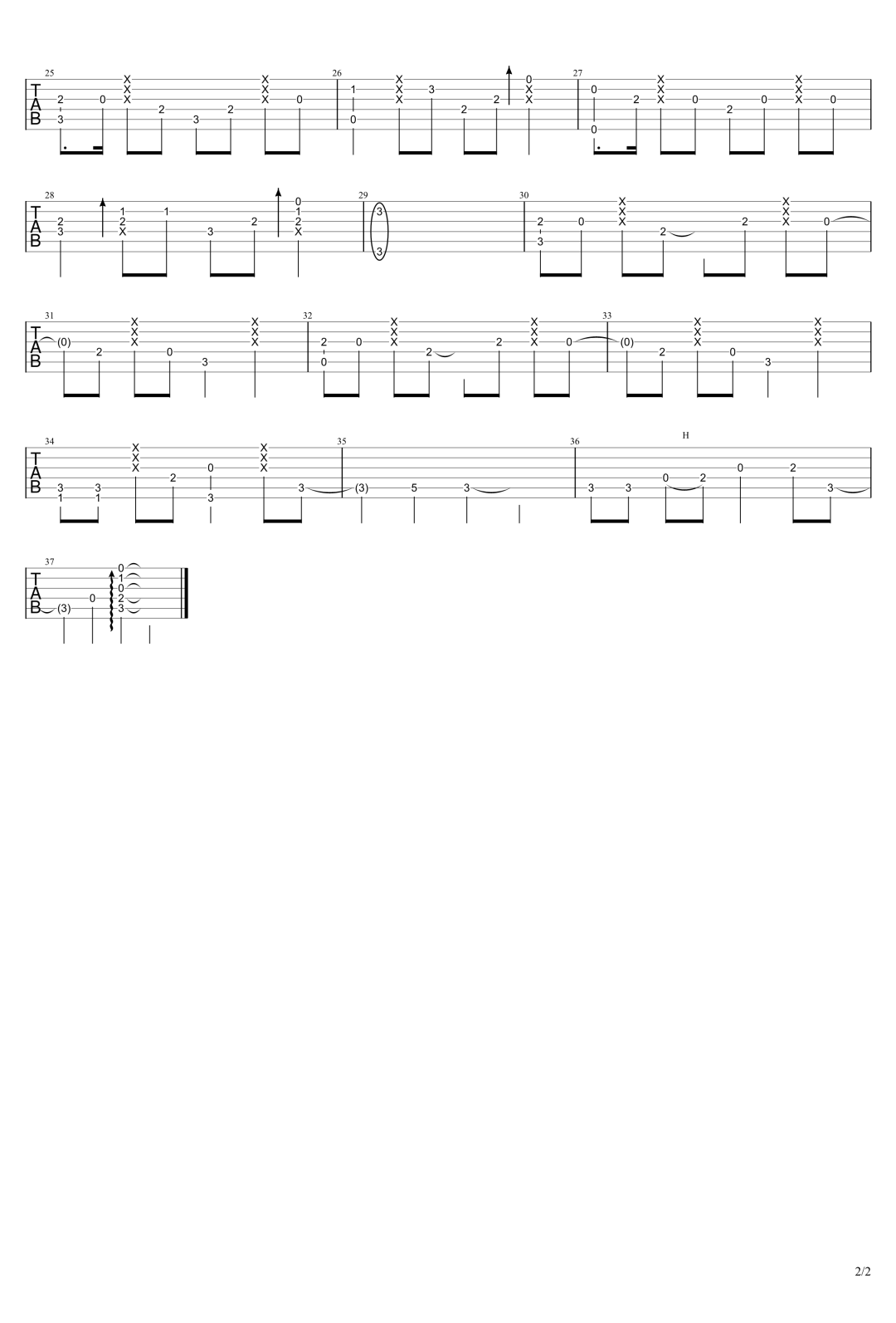 不怕指弹吉他谱_赵蕾_吉他指弹谱_高清独奏六线谱2