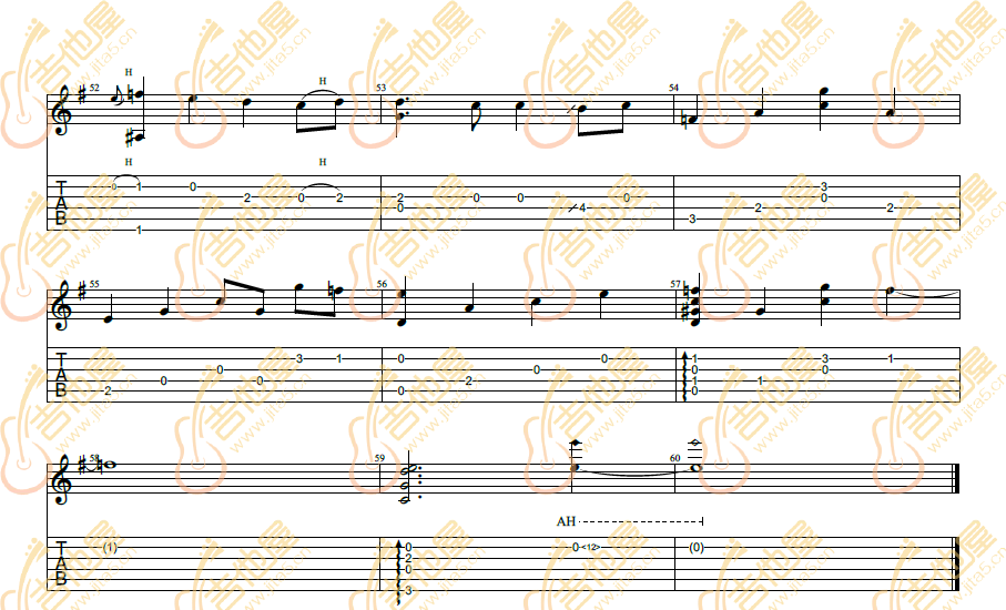渐渐被你吸引指弹吉他谱_吉他指弹谱_高清独奏六线谱4