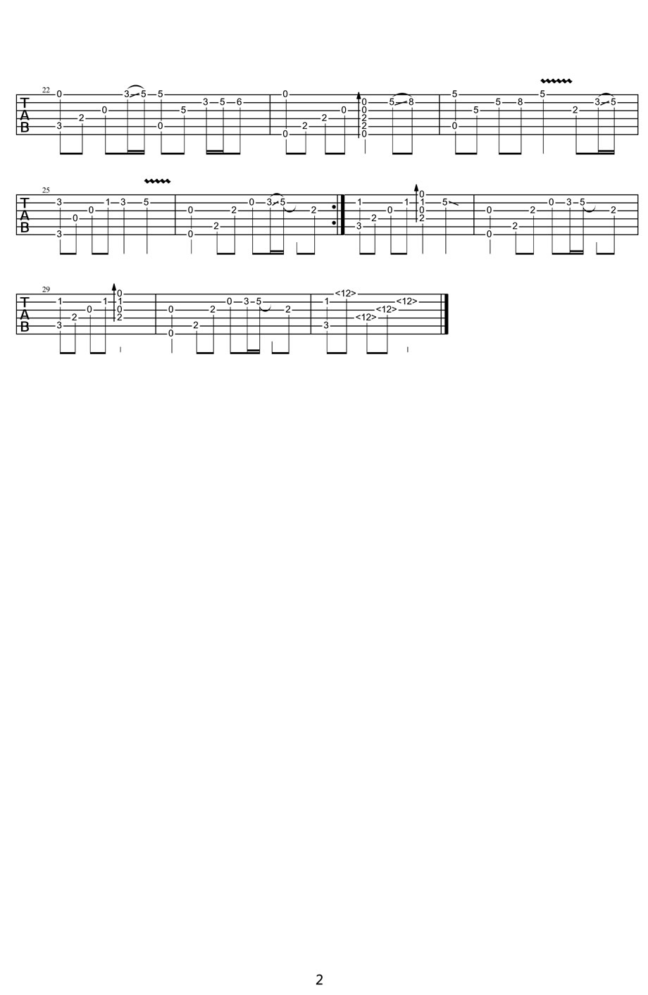 女儿情指弹吉他谱_叶锐文_吉他指弹谱_高清独奏六线谱2