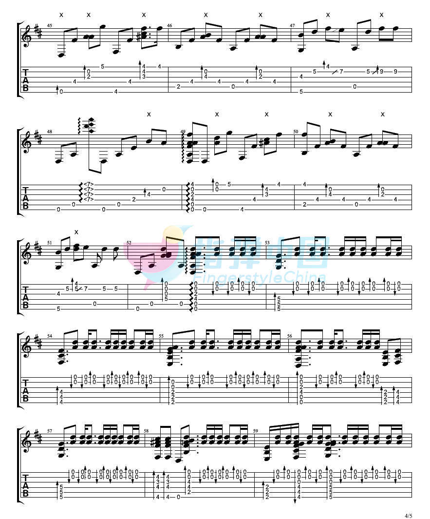 说好不哭指弹吉他谱_周杰伦_吉他指弹谱_高清独奏六线谱4