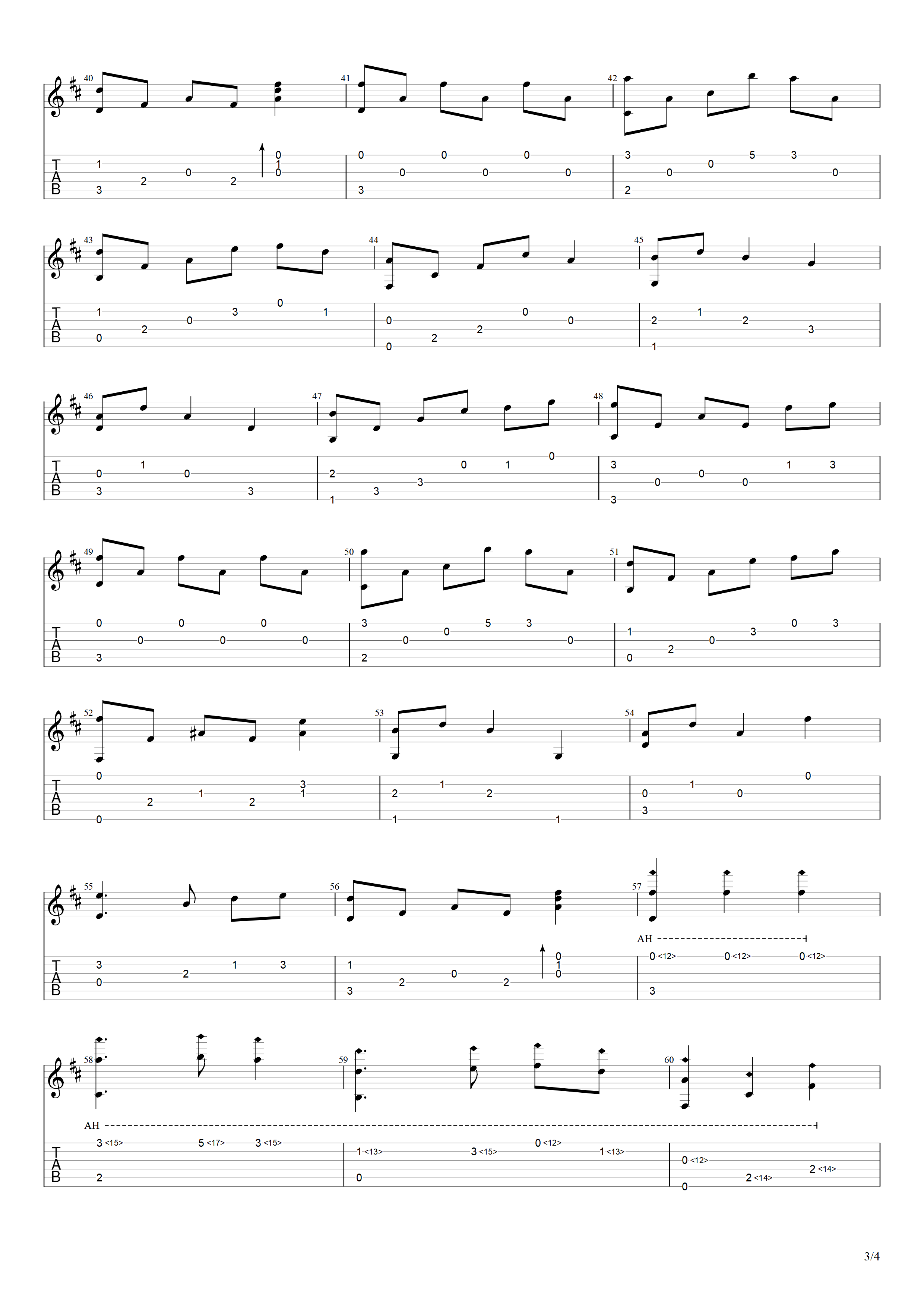 萱草花指弹谱_张小斐_萱草花吉他指弹谱_高清独奏六线谱3