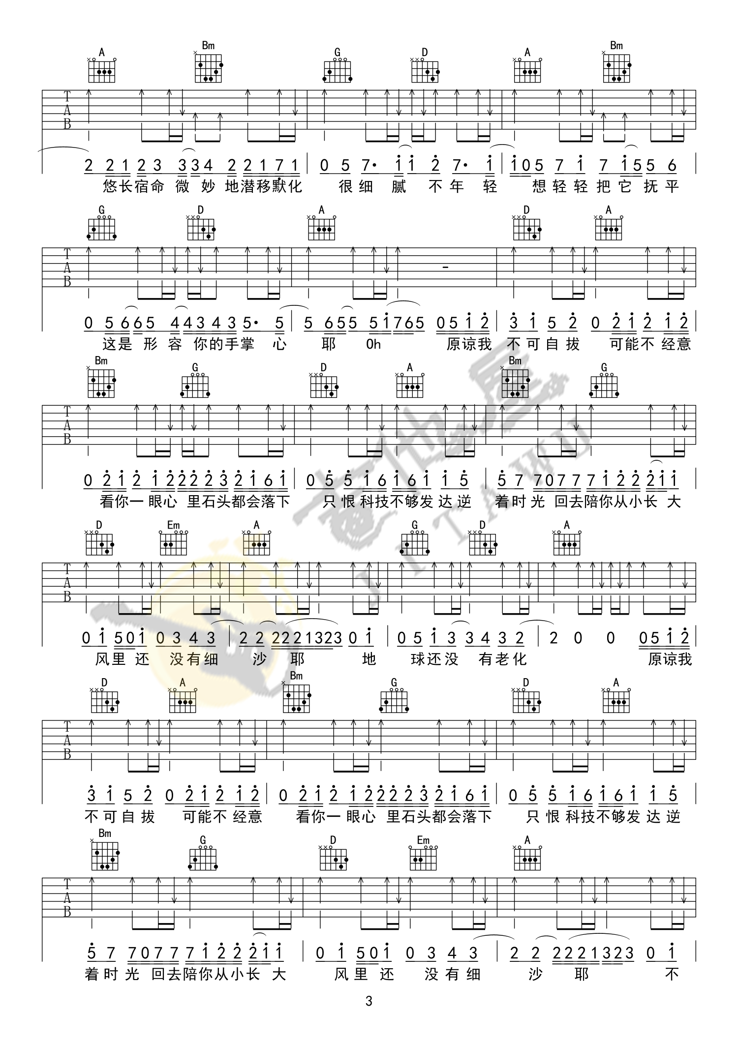 形容吉他谱3-沈以诚-G调指法