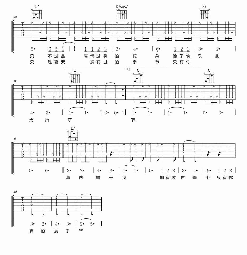 蜉蝣吉他谱2-陈绮贞-D调指法