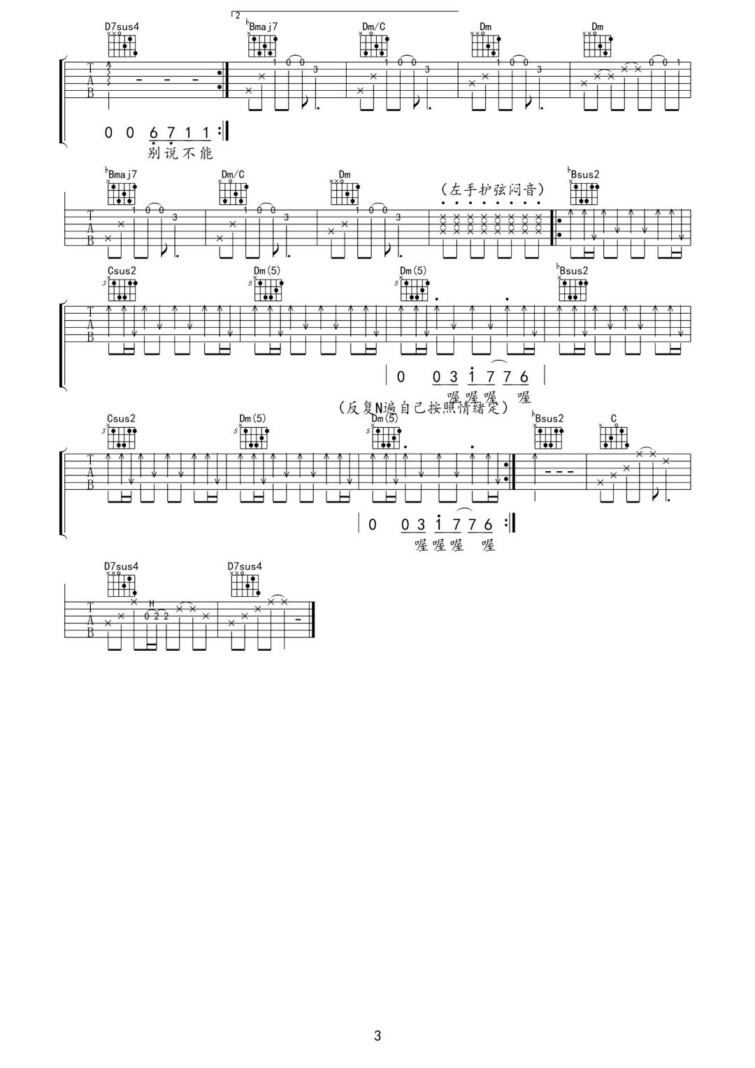 给我一点温度吉他谱3-梁博-F调指法