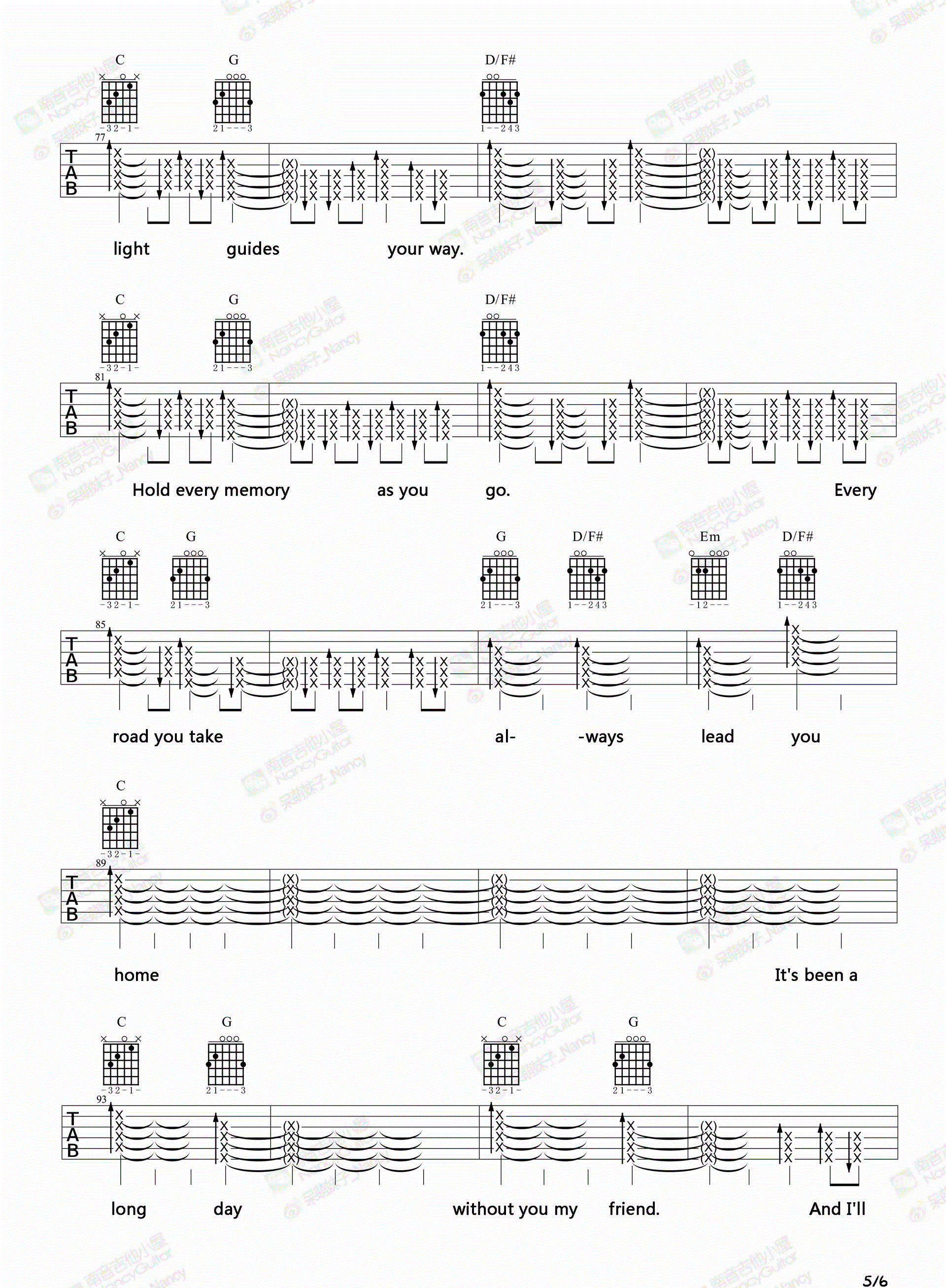 See-You-Again吉他谱5-Charlie-Puth-G调指法