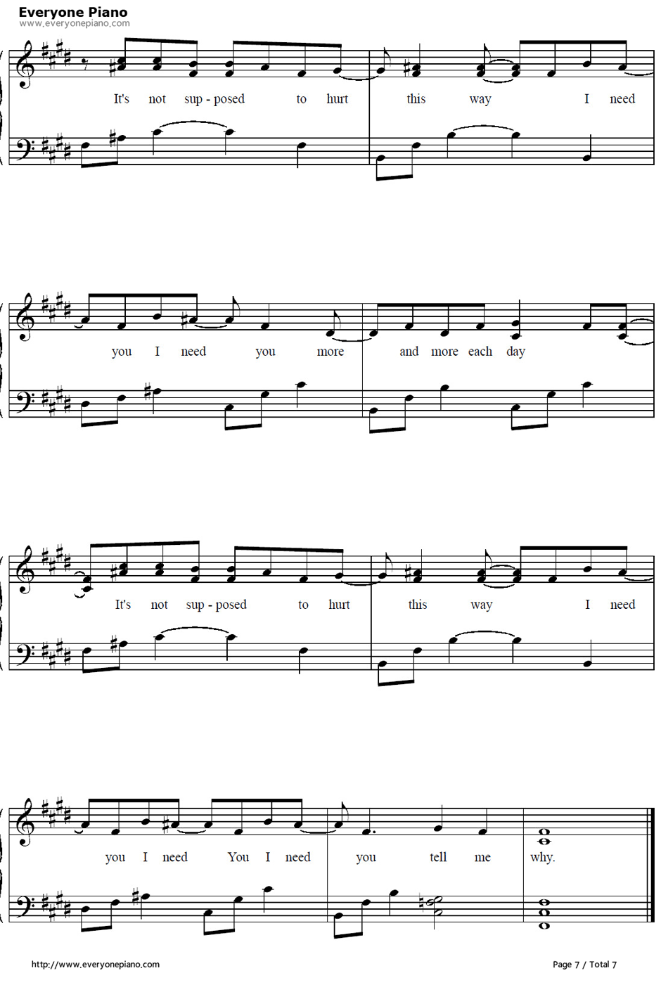 Why钢琴谱7-艾薇儿