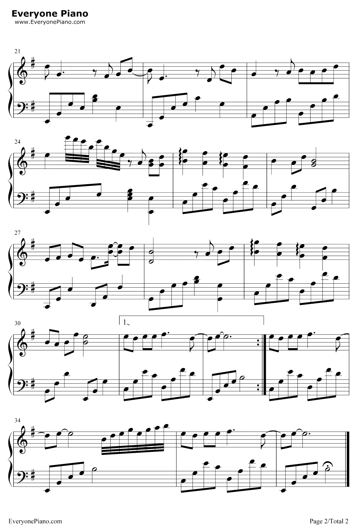 无羁钢琴谱2-王一博