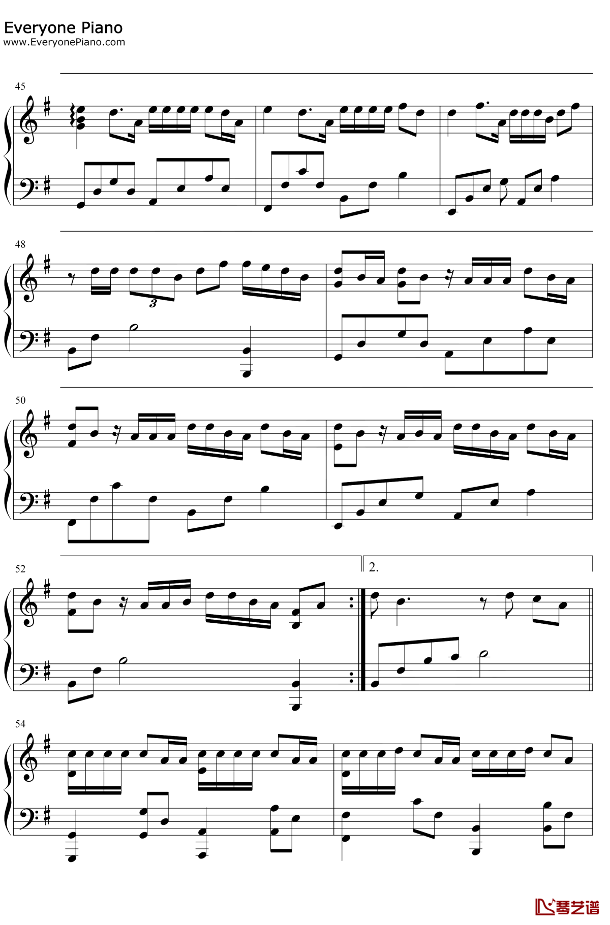 贰叁钢琴谱4-吴亦凡