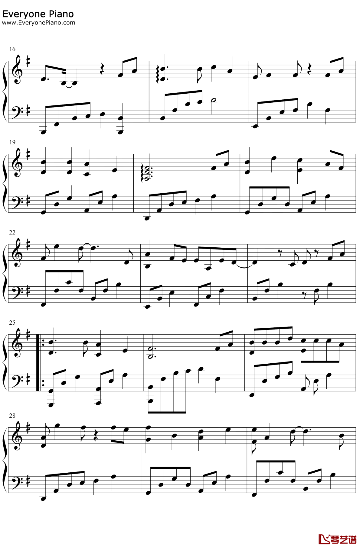 贰叁钢琴谱2-吴亦凡