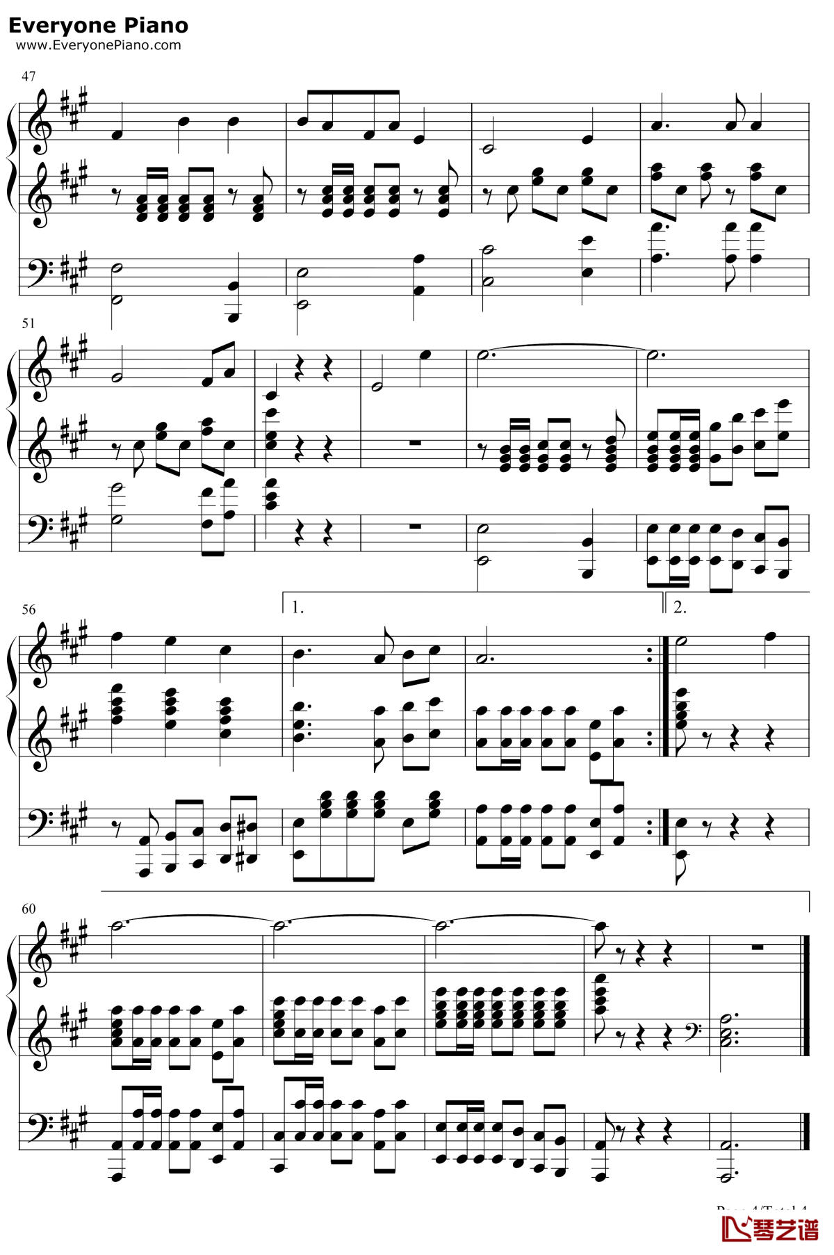 我爱祖国的蓝天钢琴谱4-毛阿敏