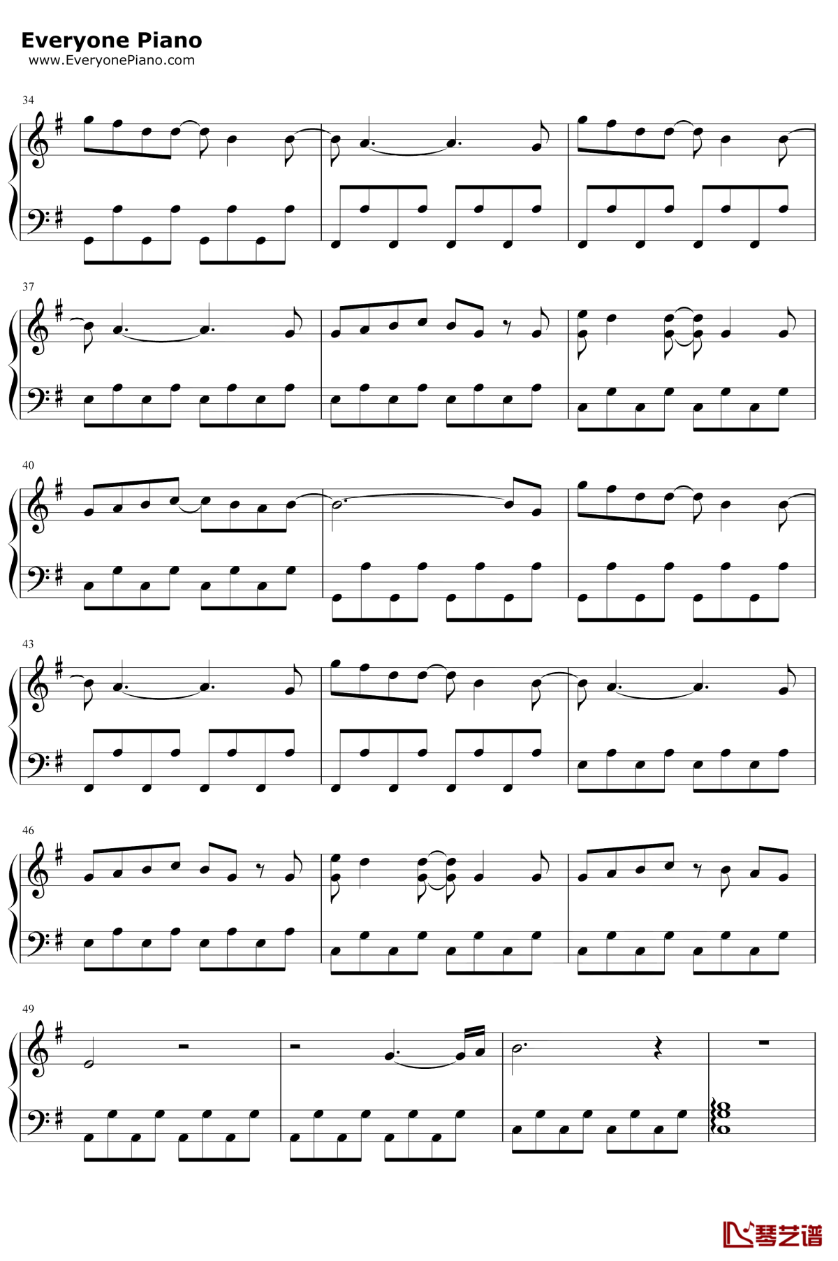 易碎的吻钢琴谱3-王源